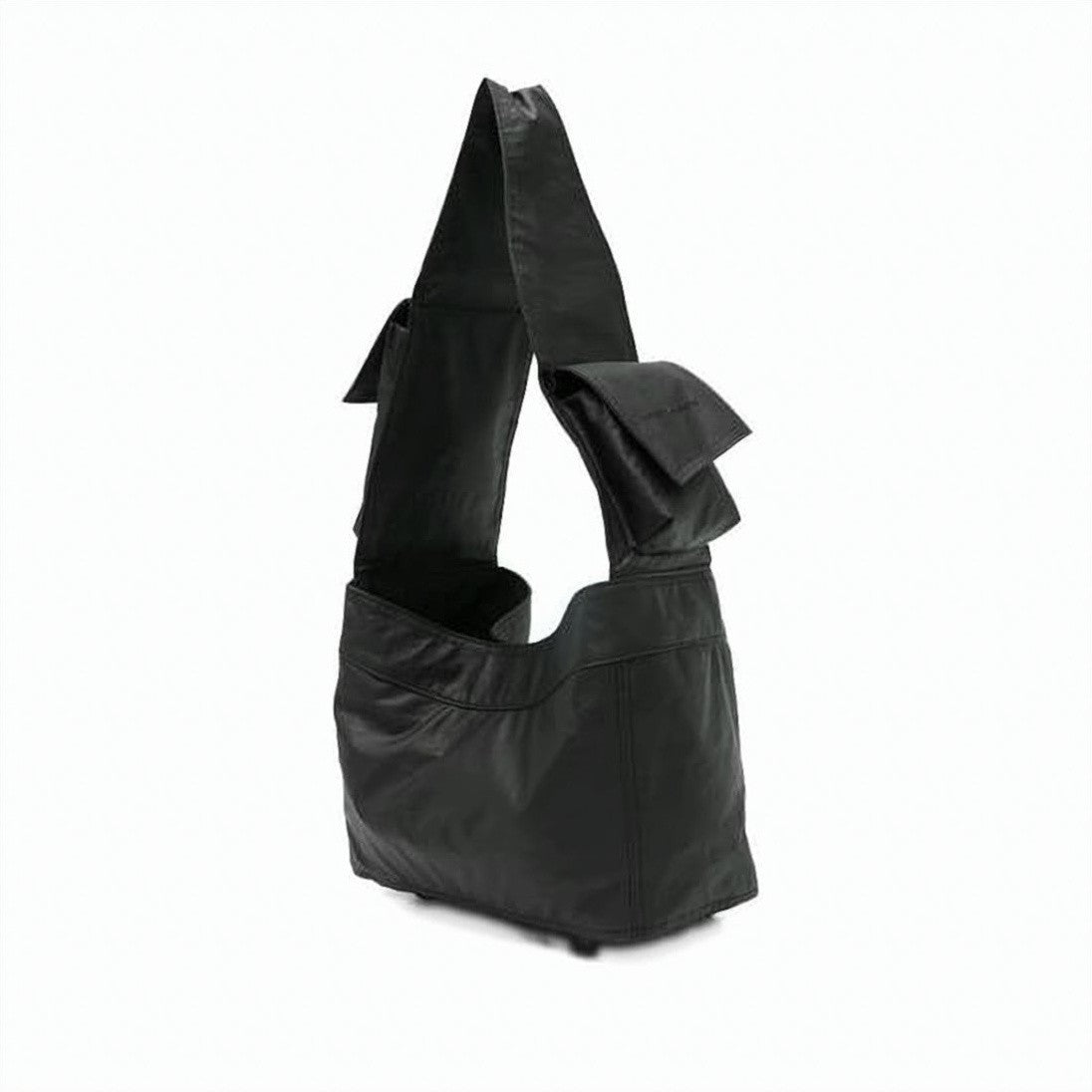 Y-3 Black Crossbody Bag With Embossed Branding And Folded Strap