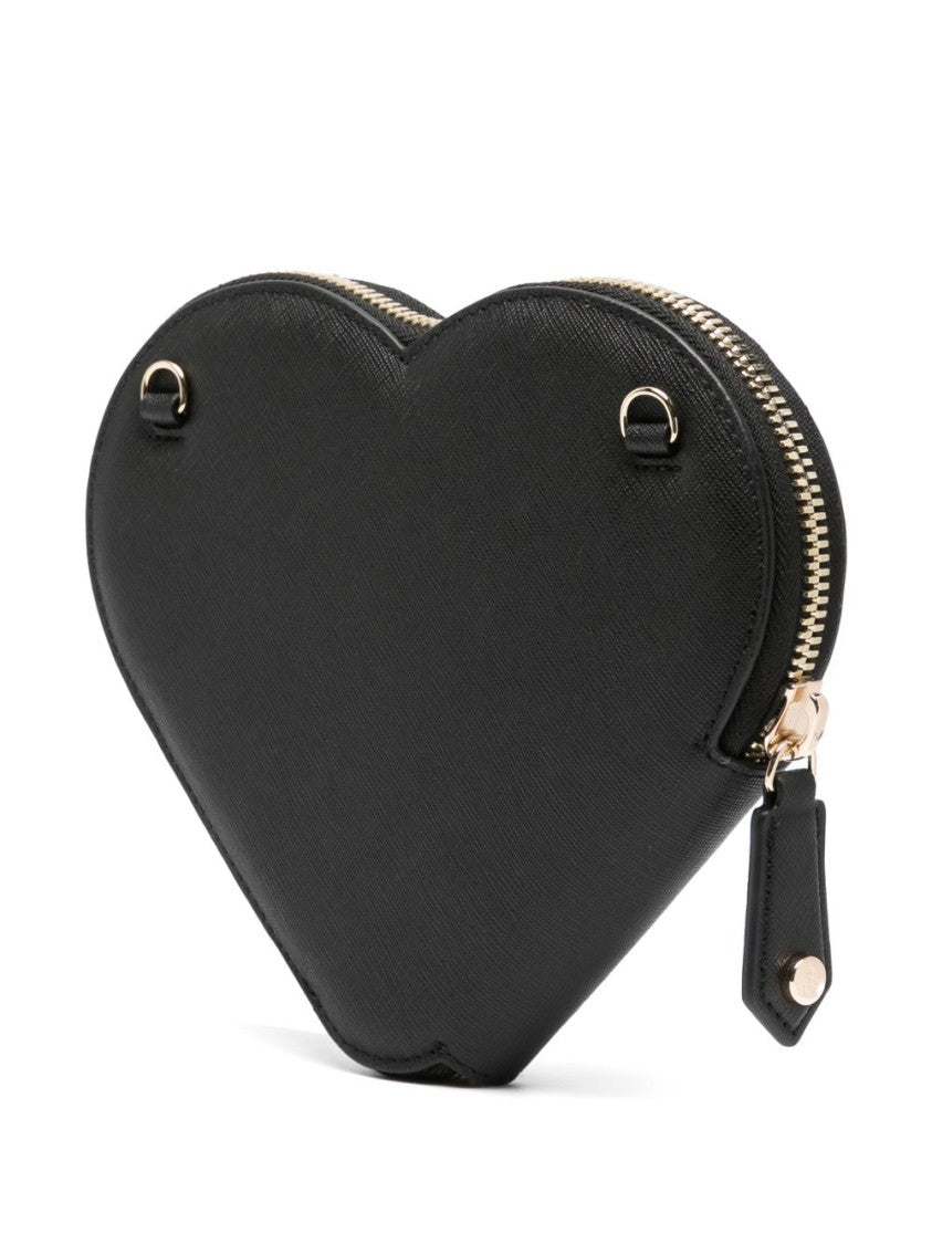 Vivienne Westwood Black Calf Leather Heart Zip Shoulder Bag