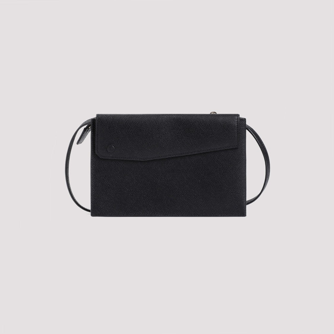 Valextra Timeless Black Calf Leather Crossbody Handbag With Adjustable Strap