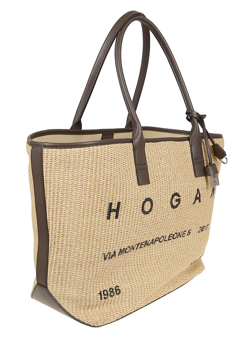 Hogan Spacious Shopper Bag With Calfskin Accents