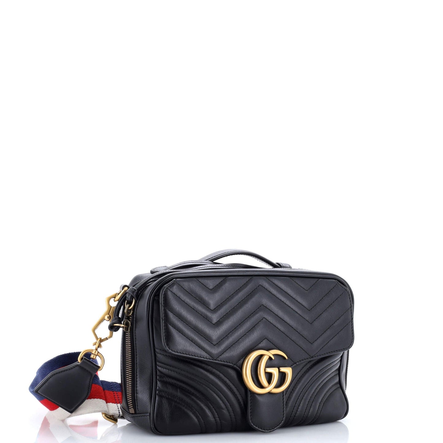 GG Marmont Zip Around Camera Bag Matelasse Leather Small