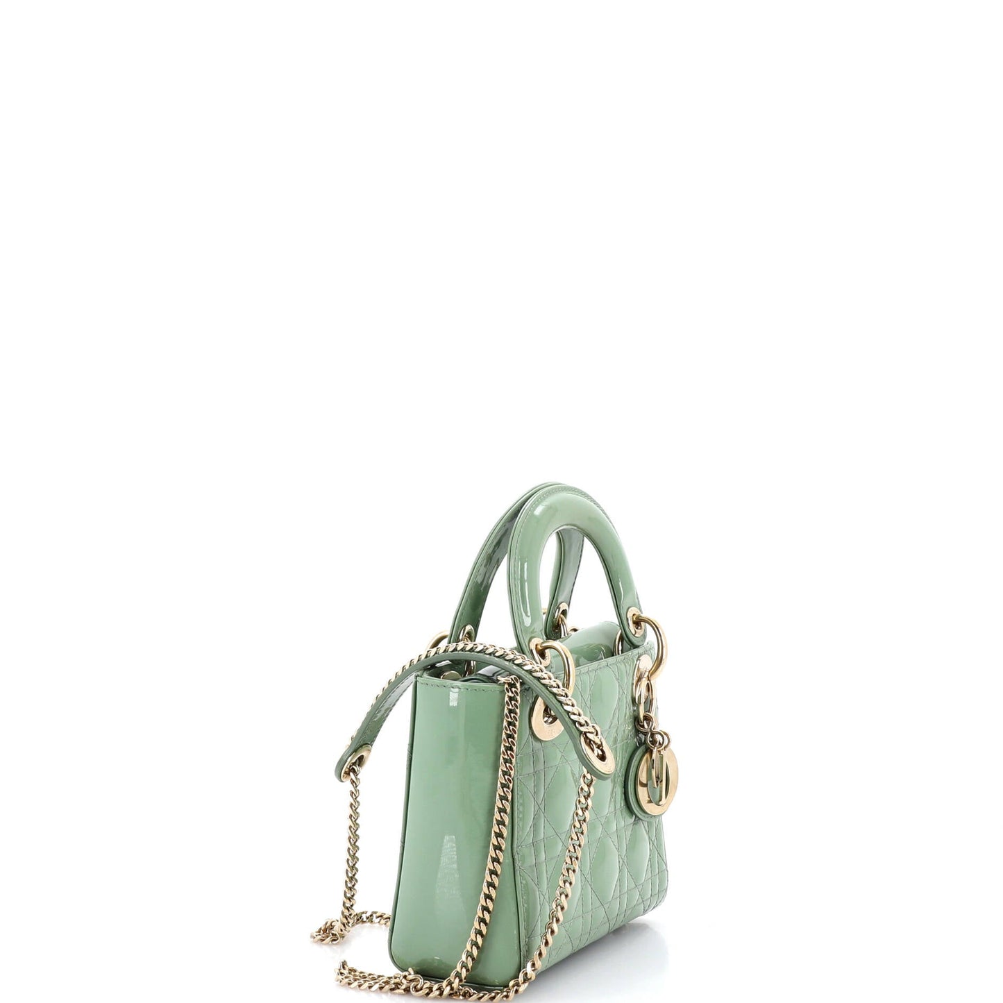 Lady Dior Chain Bag Cannage Quilt Patent Mini
