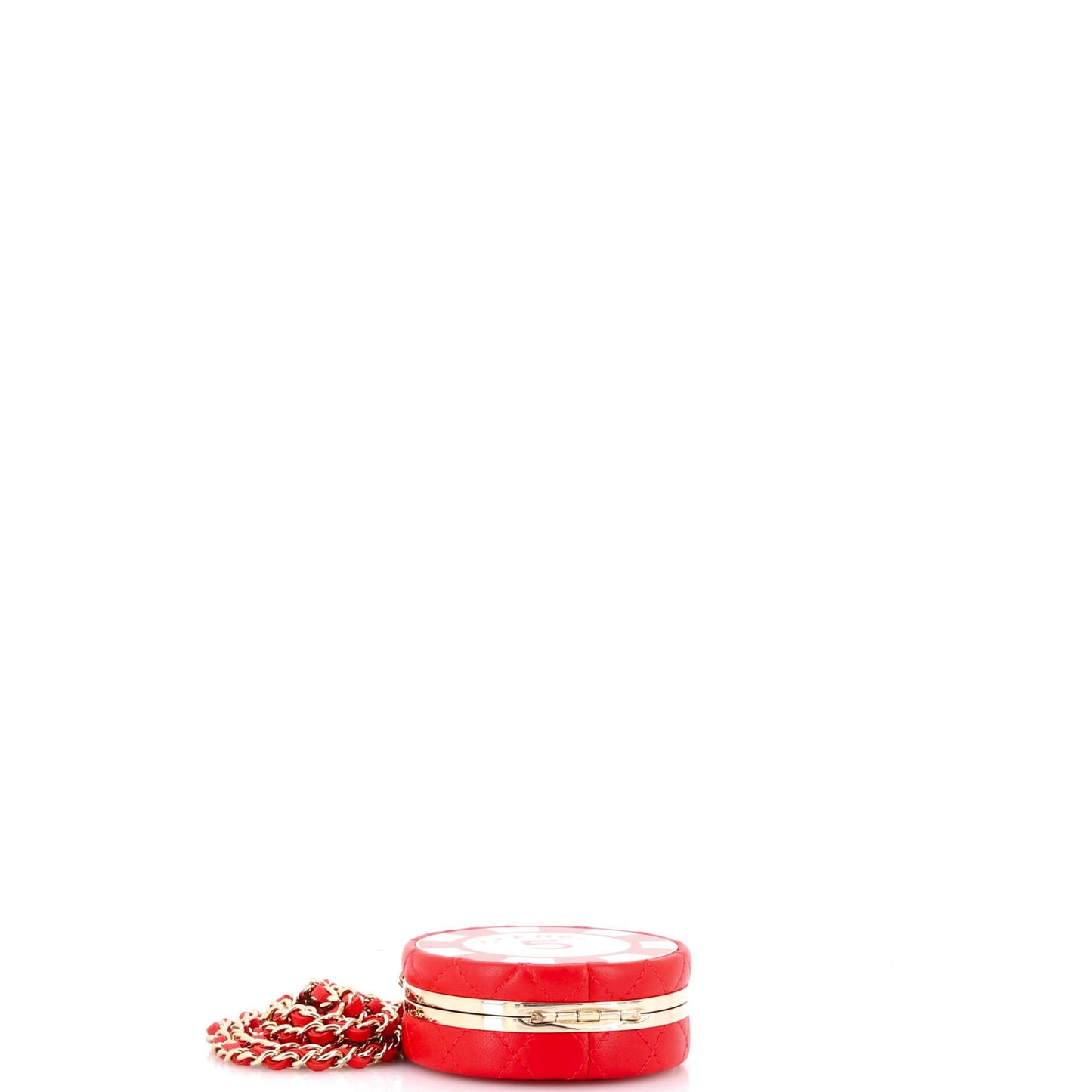 Poker Chip Clutch With Chain Quilted Lambskin with Enamel