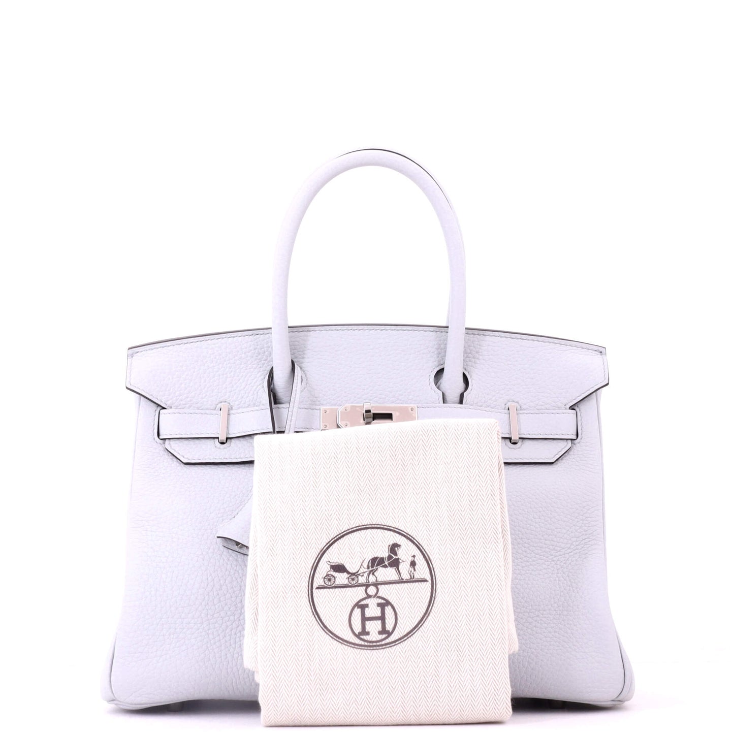 Birkin Handbag Bleu Pale Clemence with Palladium Hardware 30