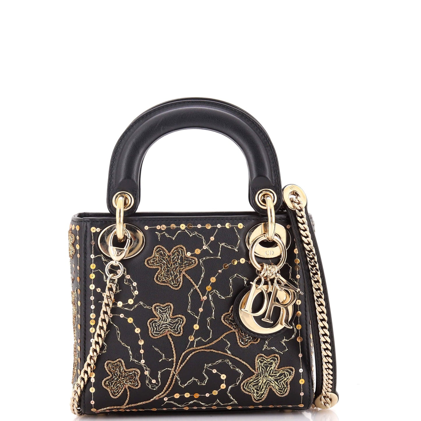 Lady Dior Chain Bag Embroidered Calfskin Mini
