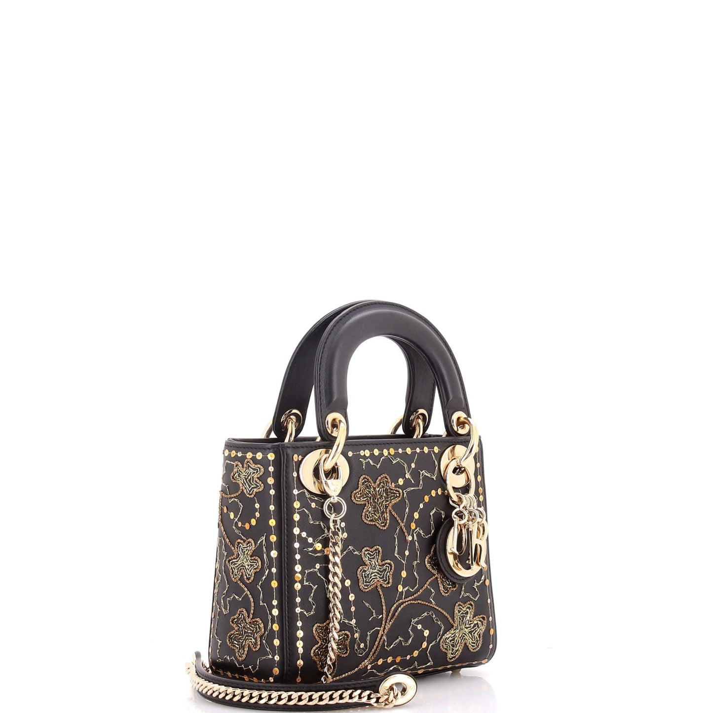 Lady Dior Chain Bag Embroidered Calfskin Mini