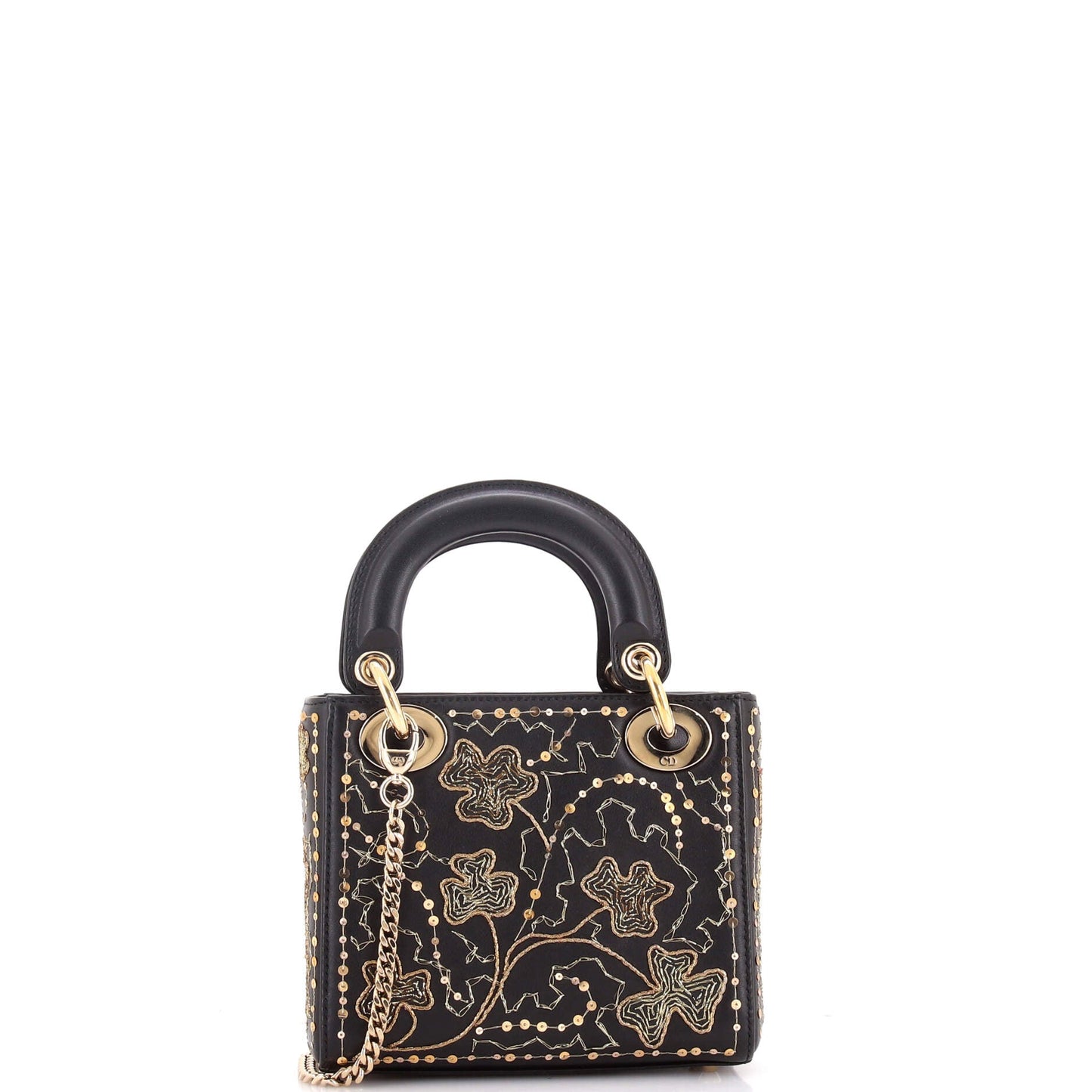 Lady Dior Chain Bag Embroidered Calfskin Mini