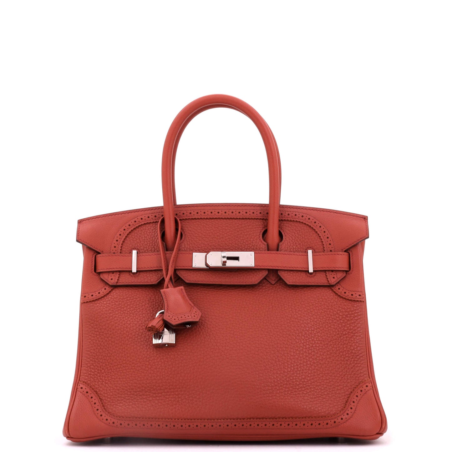 Birkin Ghillies Bag Brique Clemence and Evercolor with Palladium Hardware 30