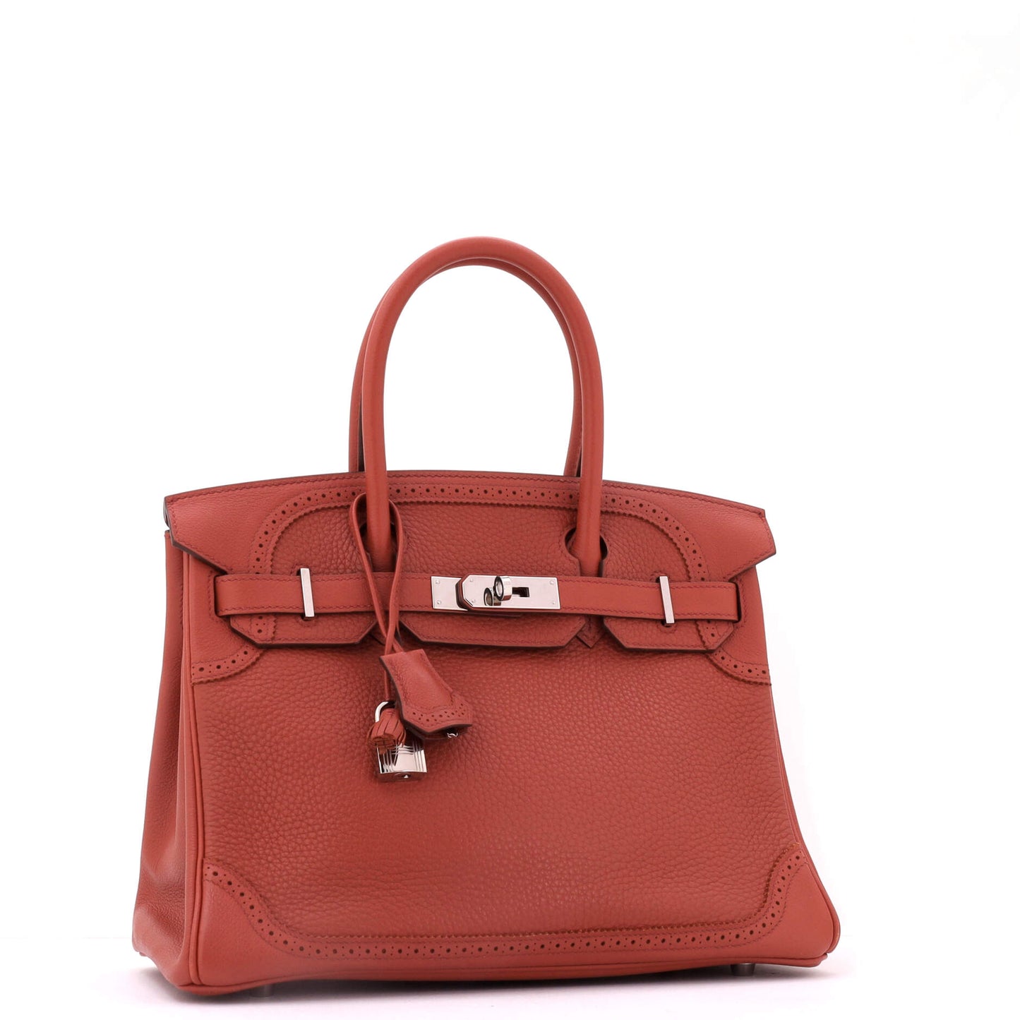Birkin Ghillies Bag Brique Clemence and Evercolor with Palladium Hardware 30