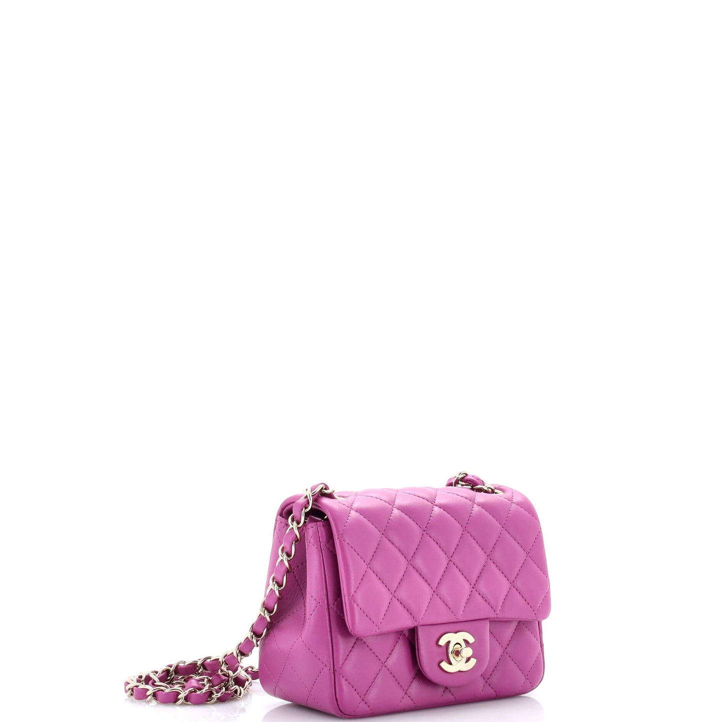 Square Classic Single Flap Bag Quilted Lambskin Mini