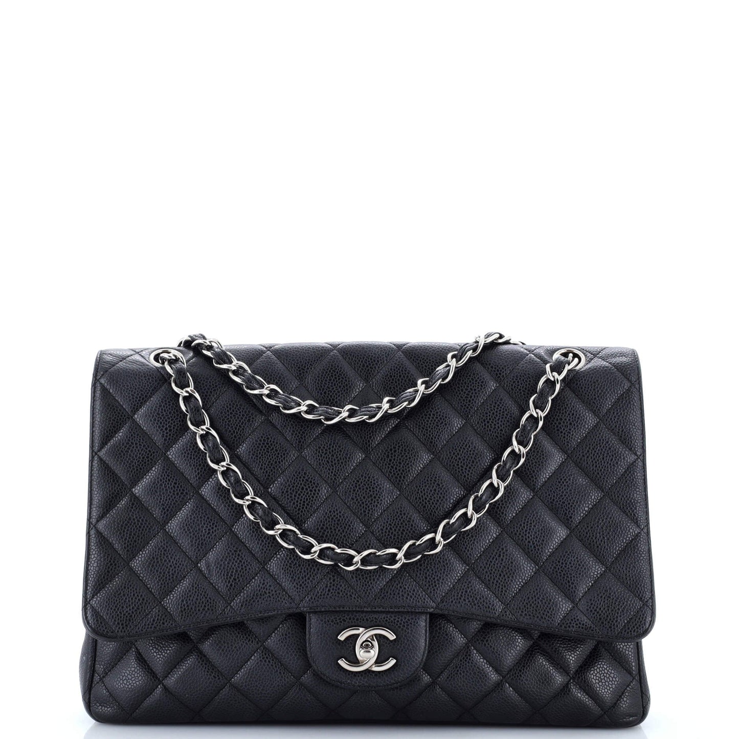 Classic Single Flap Bag Quilted Caviar Maxi