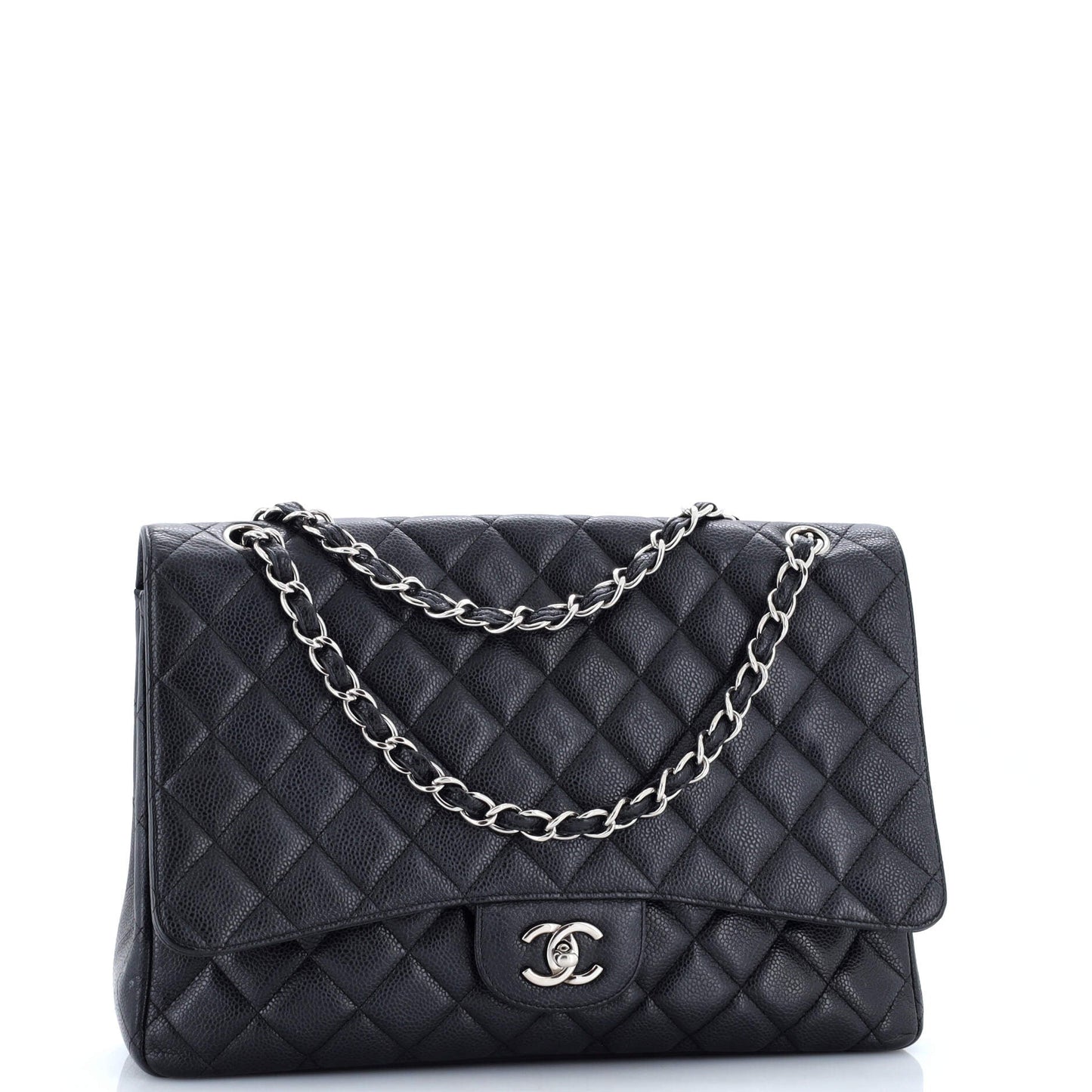 Classic Single Flap Bag Quilted Caviar Maxi
