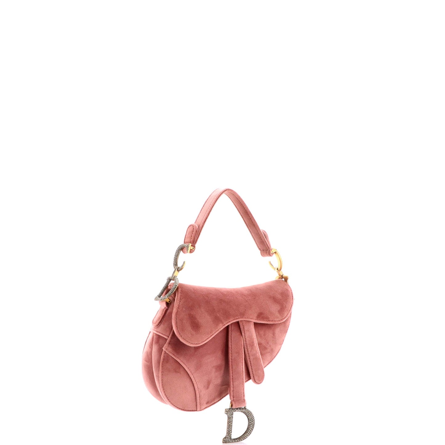 Saddle Handbag Velvet with Crystals Mini