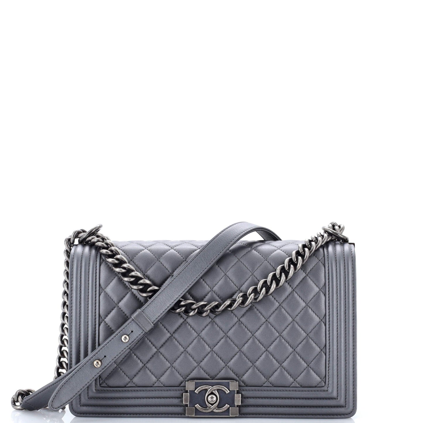 Boy Flap Bag Quilted Metallic Calfskin New Medium