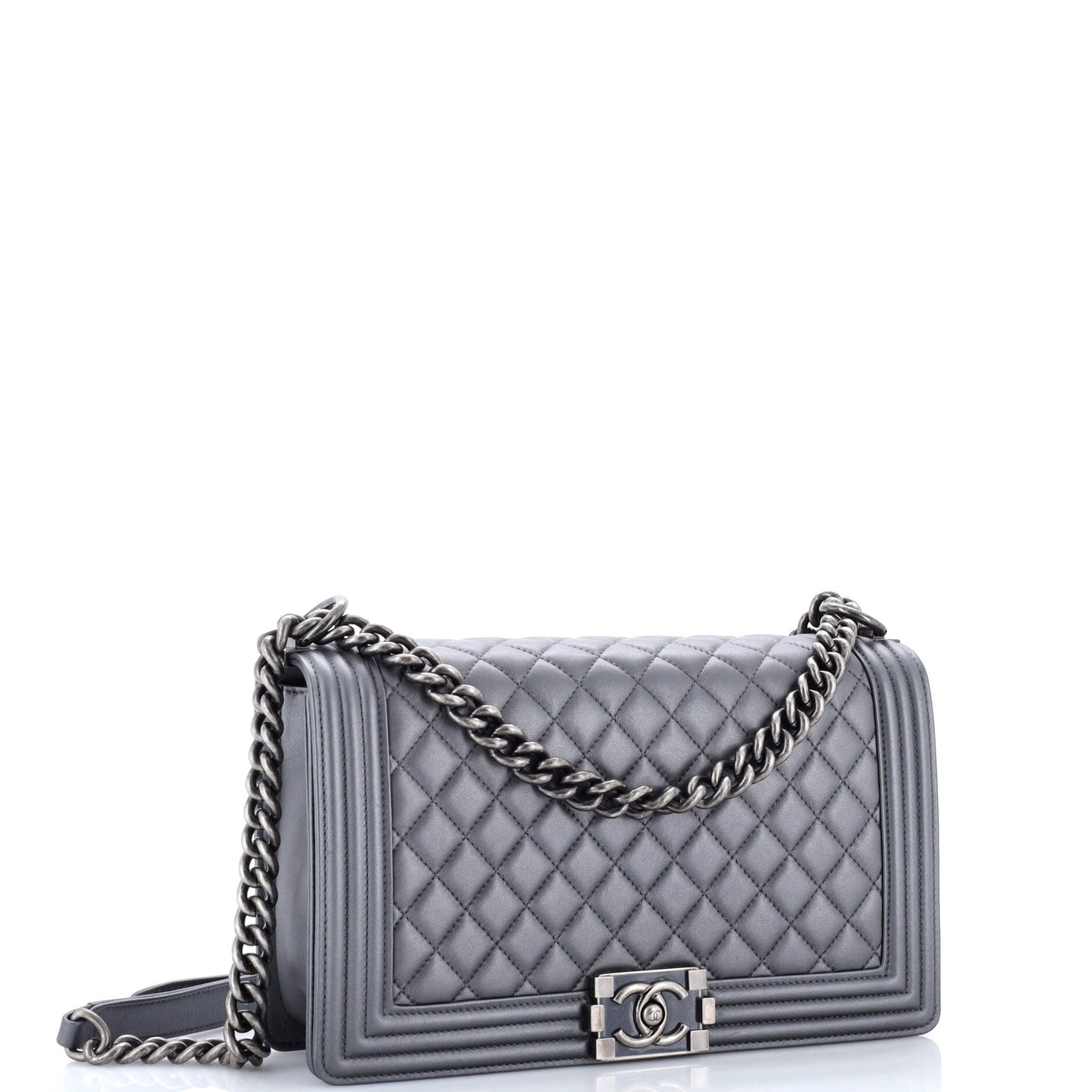 Boy Flap Bag Quilted Metallic Calfskin New Medium