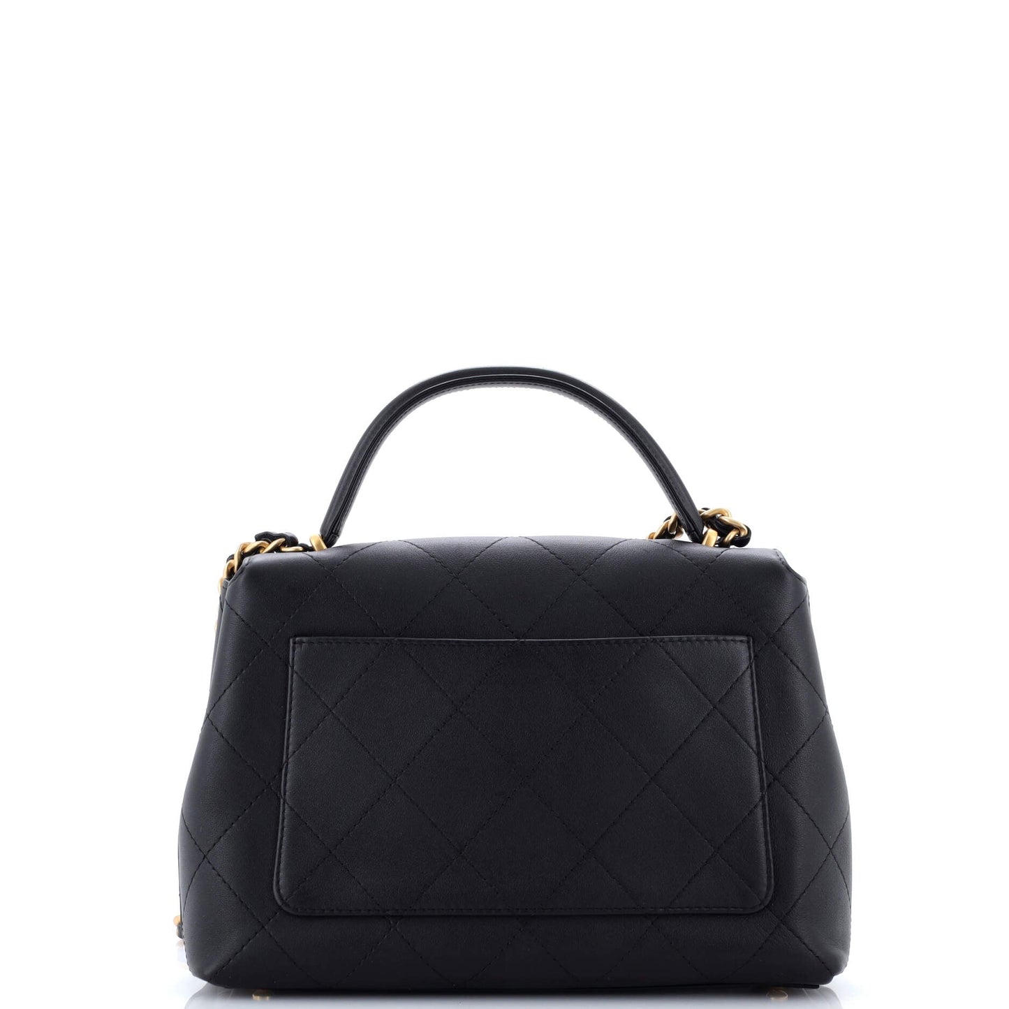 CC Top Handle Flap Bag Quilted Calfskin Large