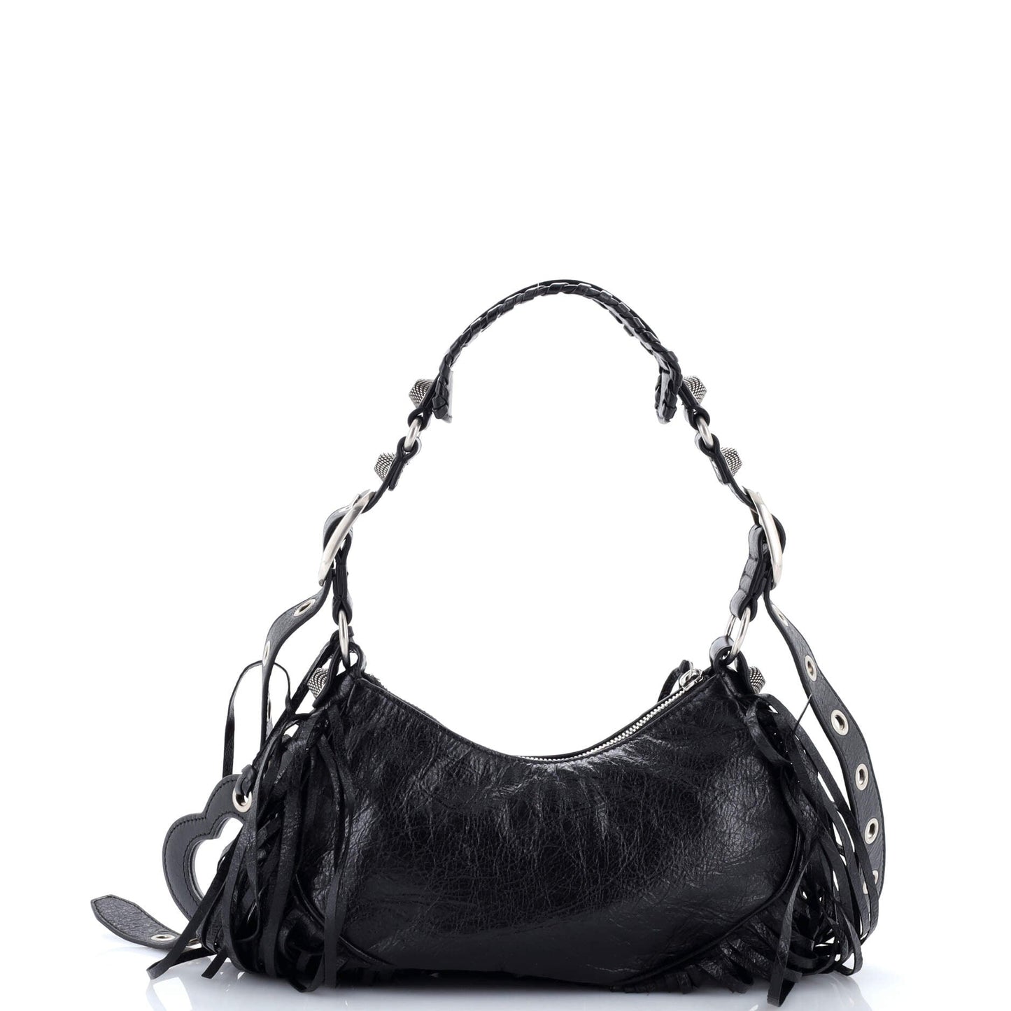 Le Cagole Giant Studs Fringe Shoulder Bag Leather XS