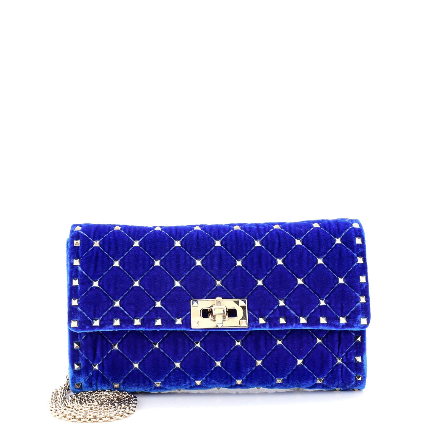 Rockstud Wallet On Chain Quilted Velvet Small