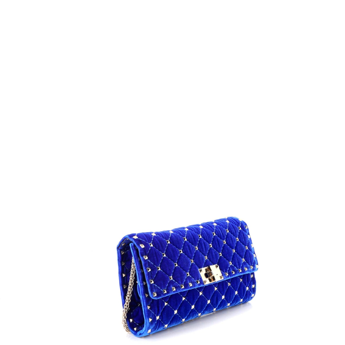 Rockstud Wallet On Chain Quilted Velvet Small