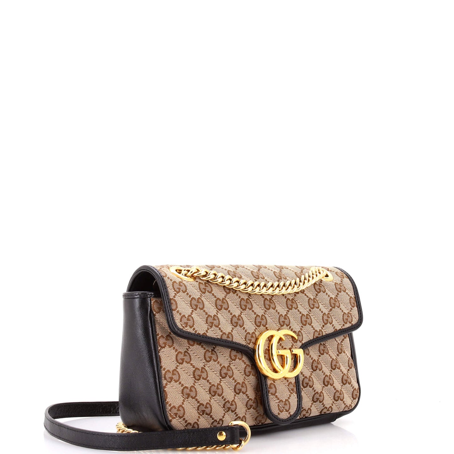 GG Marmont Flap Bag Diagonal Quilted GG Canvas with Leather Small