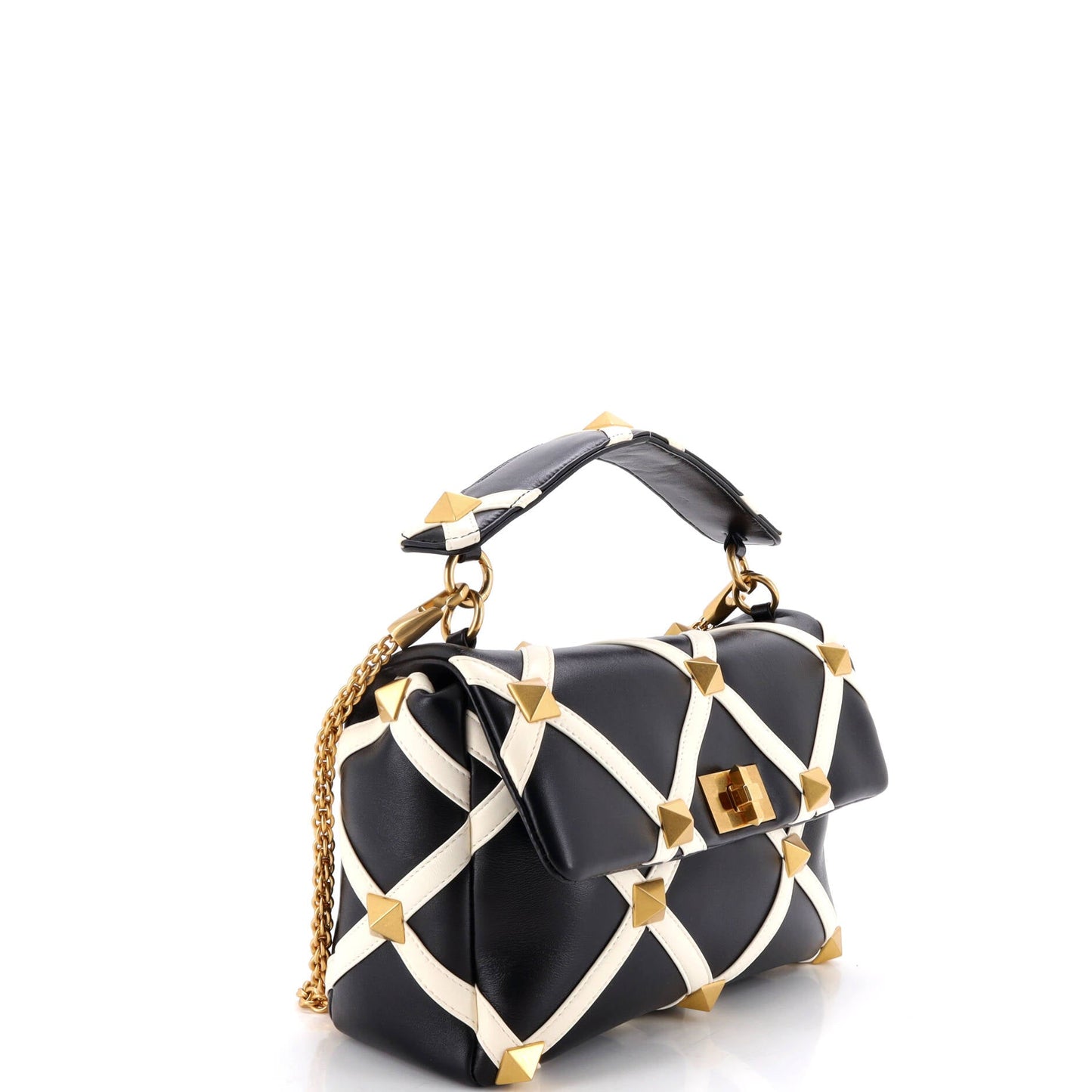 Roman Stud Flap Bag Quilted Leather Large