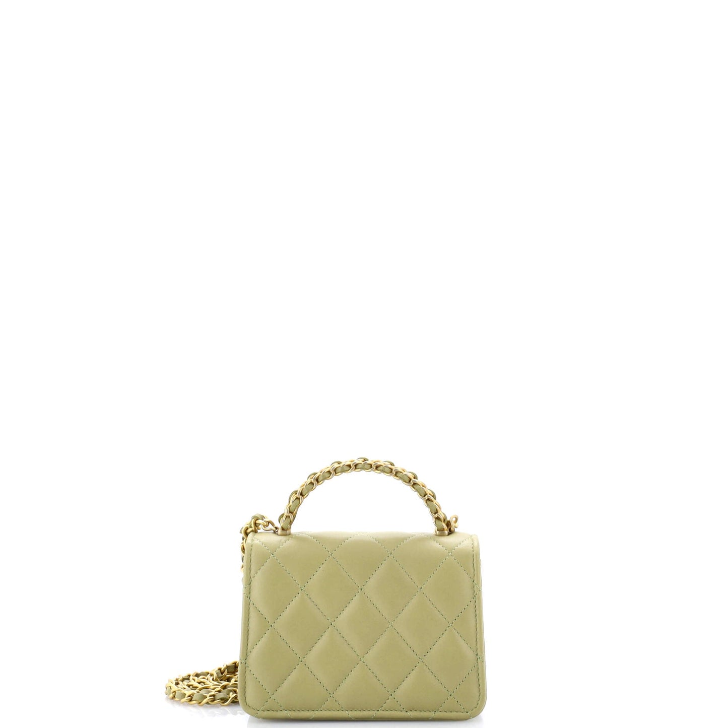 Woven Top Handle CC Flap Clutch on Chain Quilted Lambskin Small