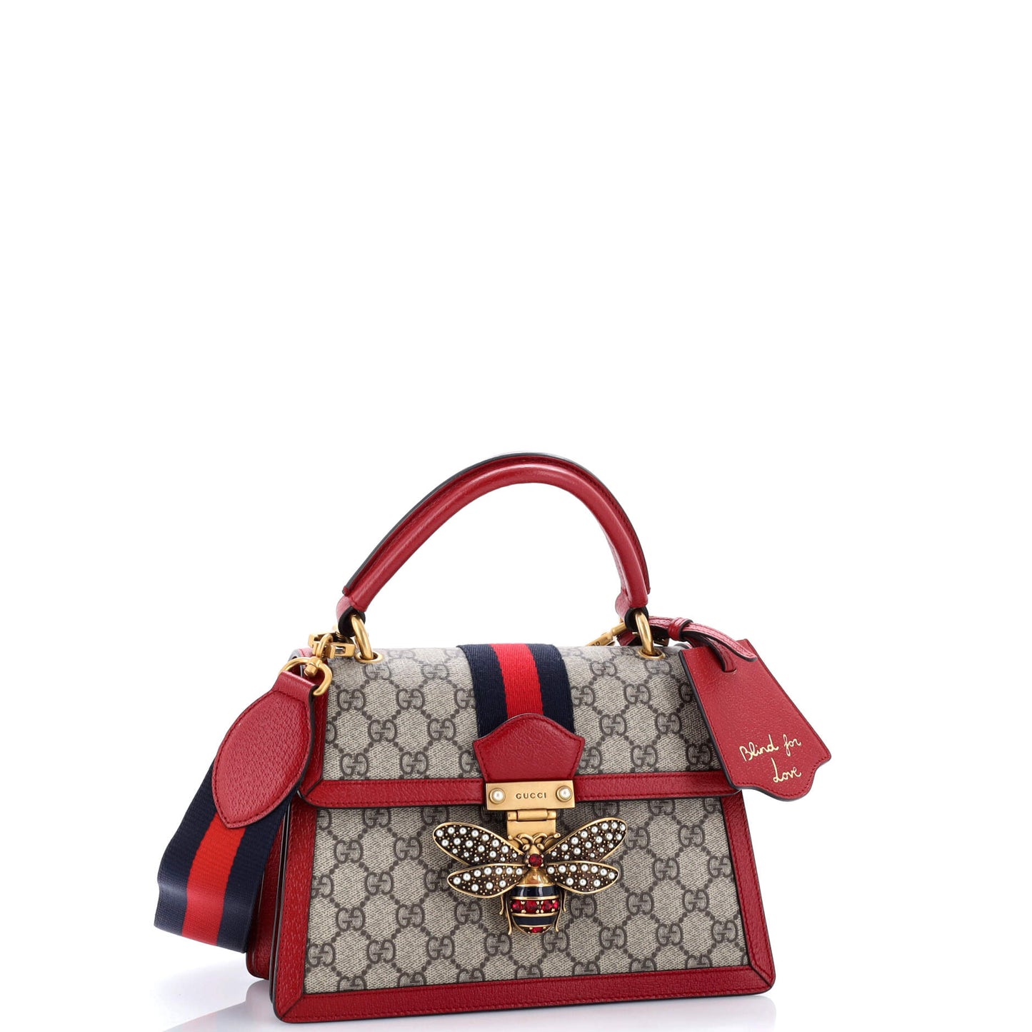 Queen Margaret Top Handle Bag GG Coated Canvas with Leather Small