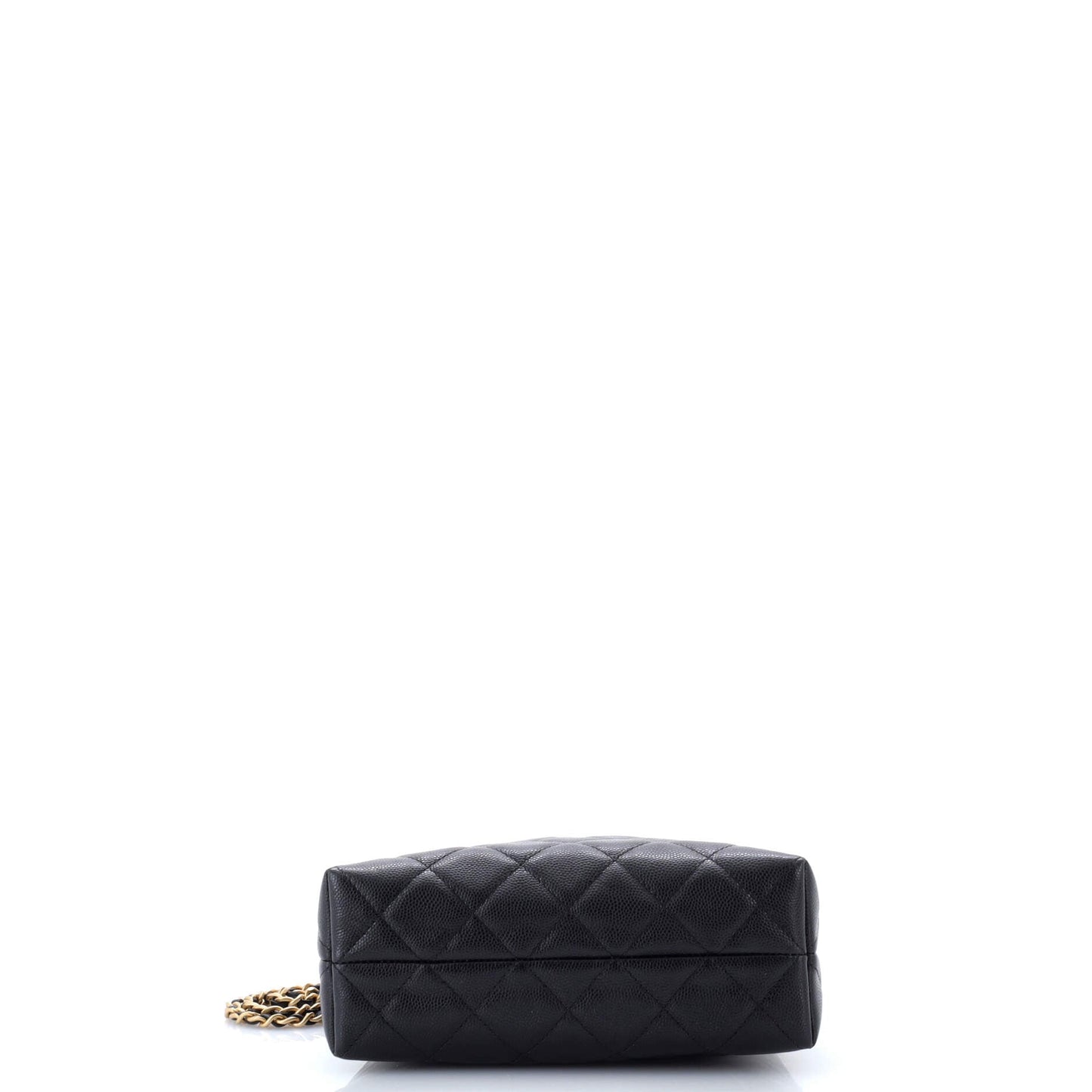 CC Fold Over Clutch with Chain Quilted Caviar