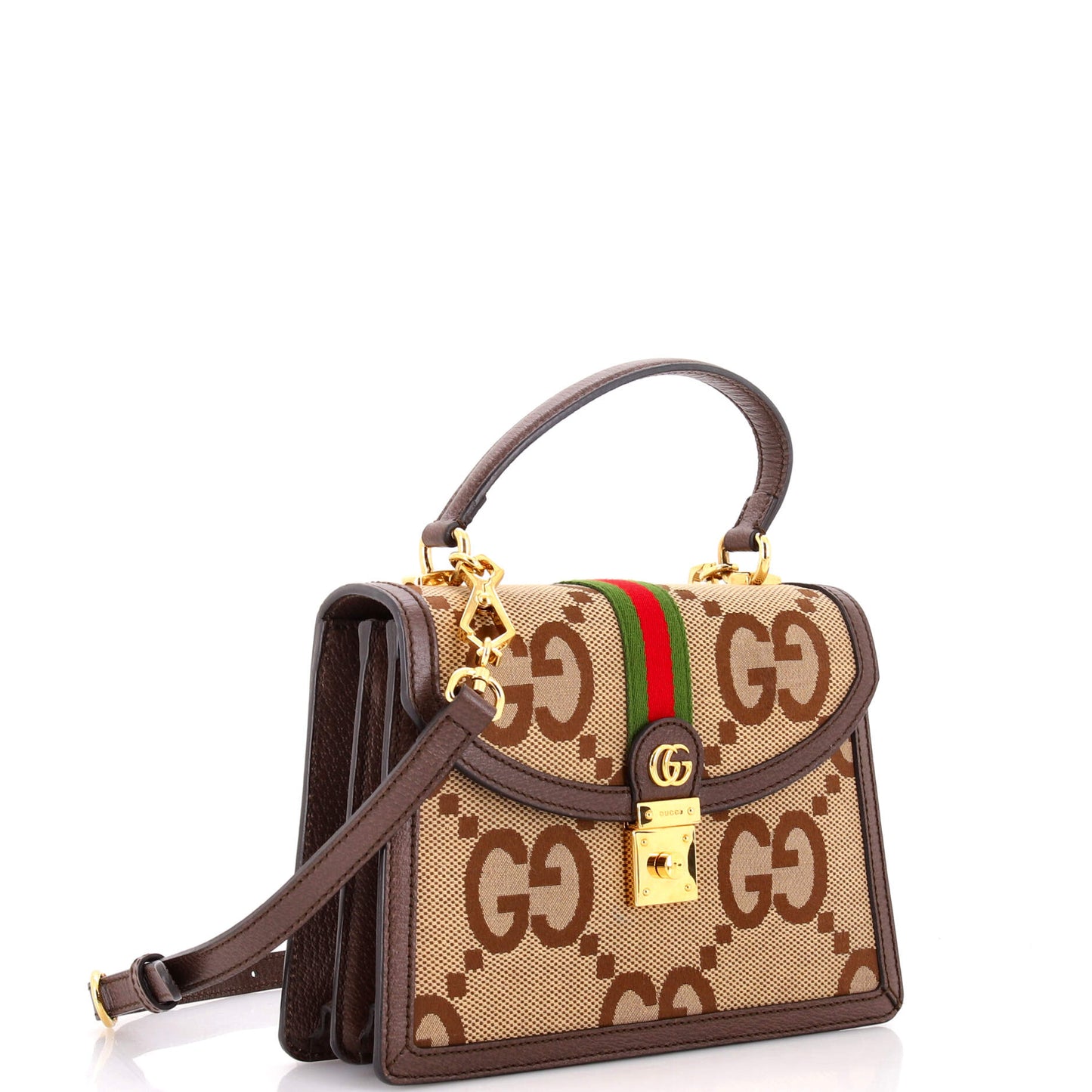 Ophidia Flap Top Handle Bag Jumbo GG Canvas Small