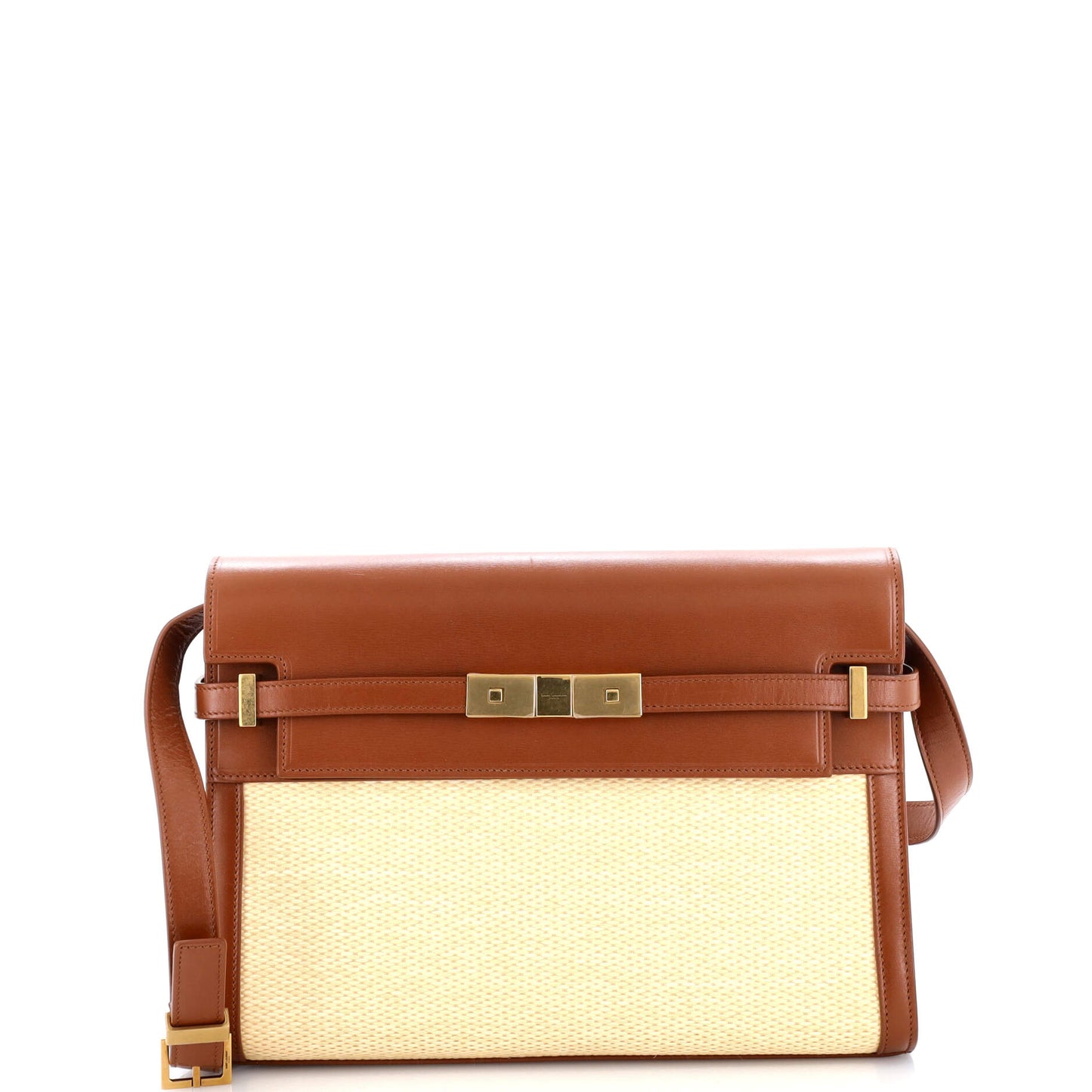 Manhattan Shoulder Bag Woven Raffia with Leather Medium