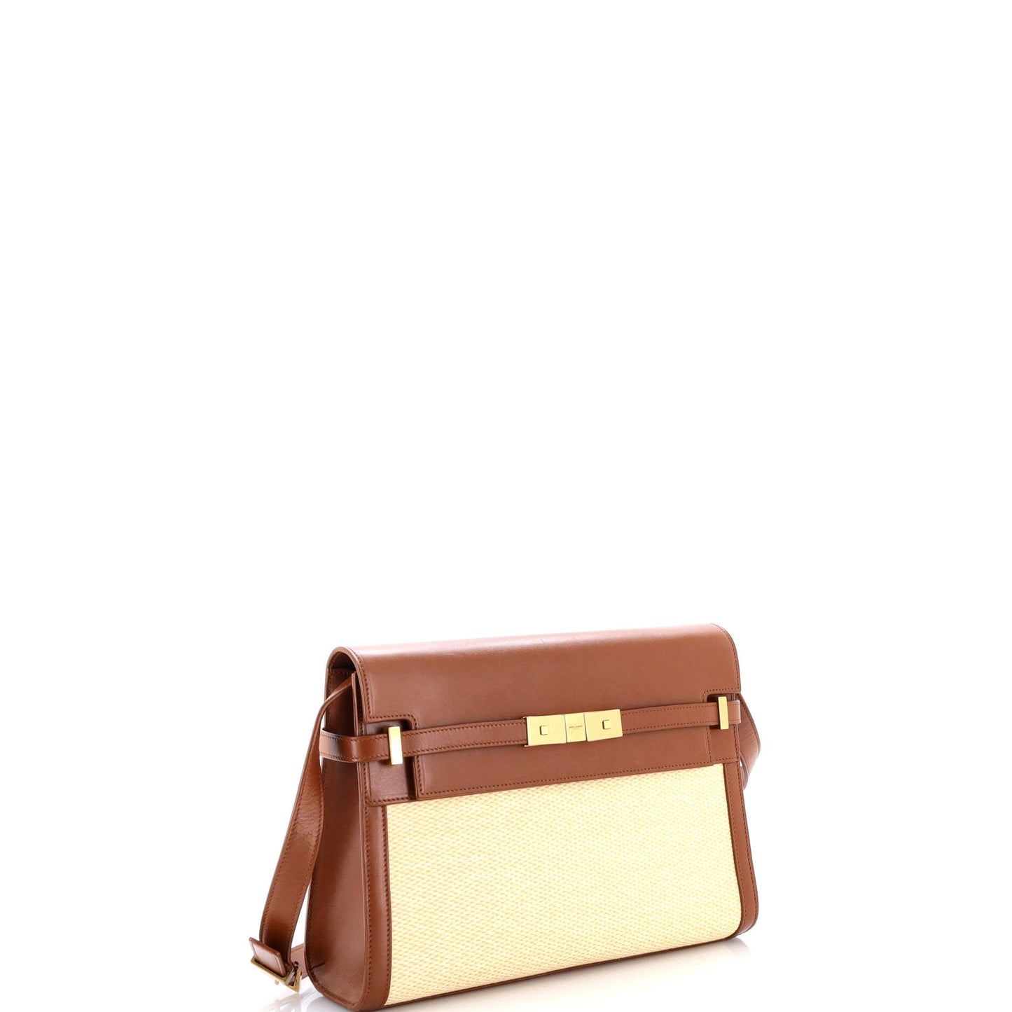 Manhattan Shoulder Bag Woven Raffia with Leather Medium