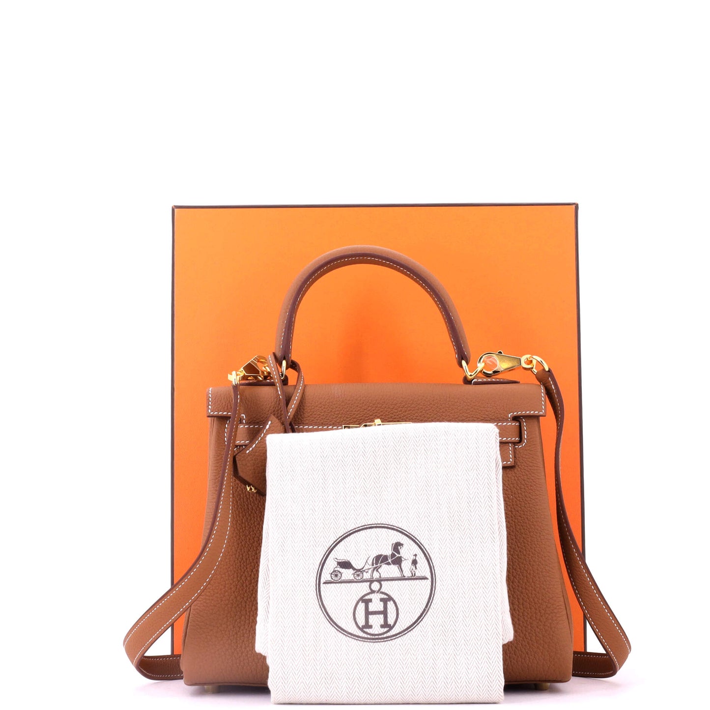 Kelly Handbag Gold Togo with Gold Hardware 25