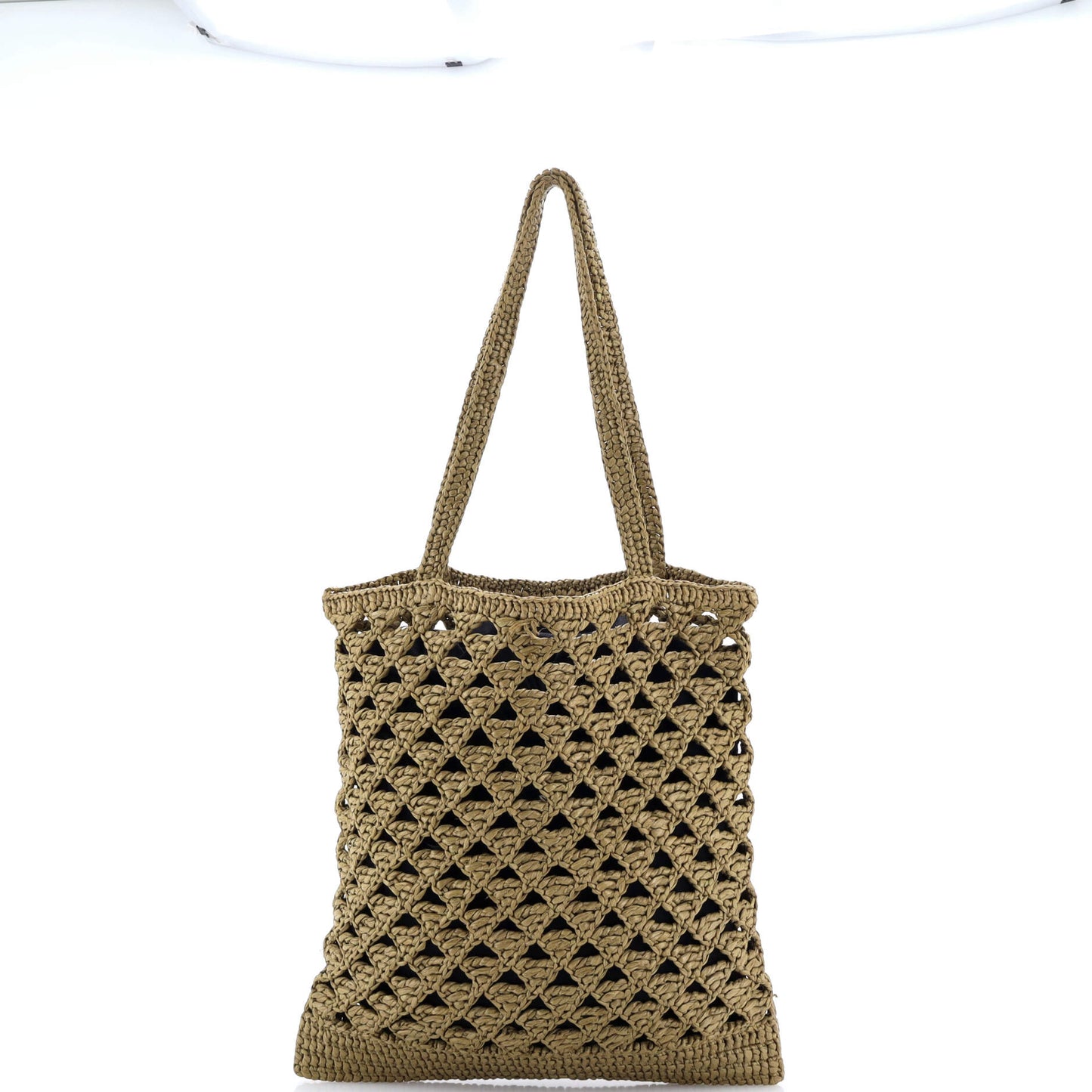 Triangle Logo Tote Raffia Crochet Small