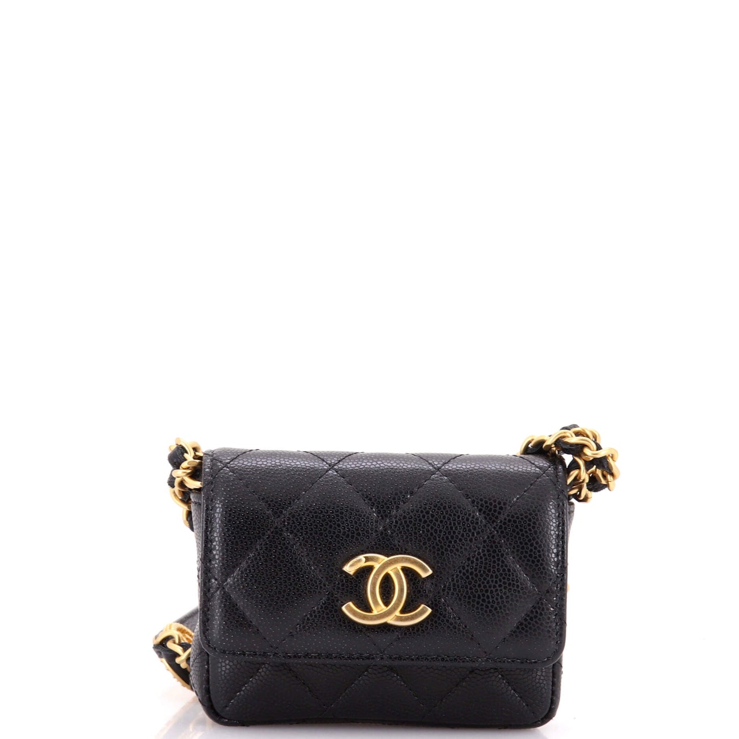 CC Medallions Flap Belt Bag Quilted Caviar Mini