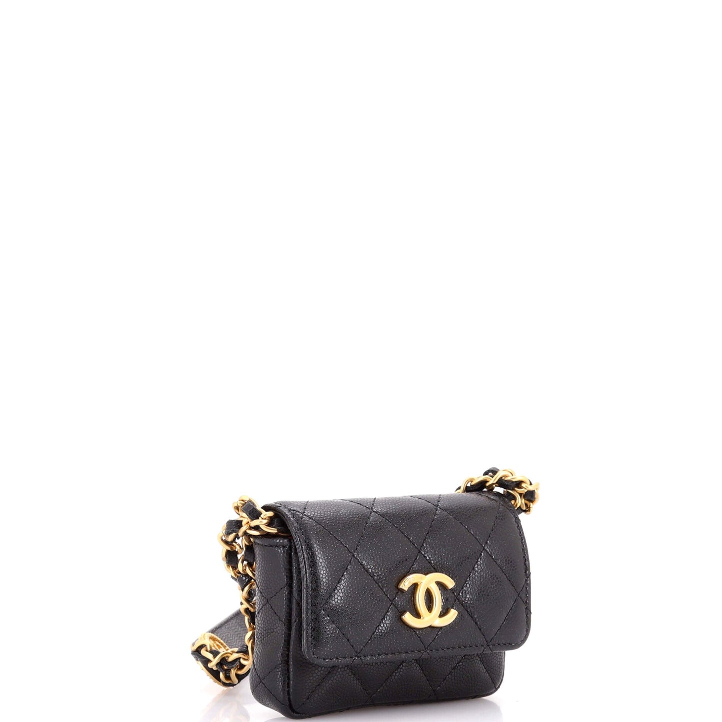 CC Medallions Flap Belt Bag Quilted Caviar Mini