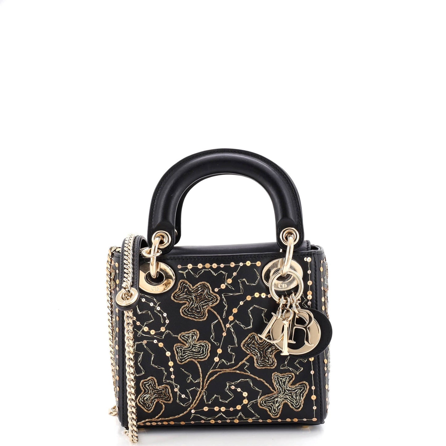 Lady Dior Chain Bag Embroidered Calfskin Mini