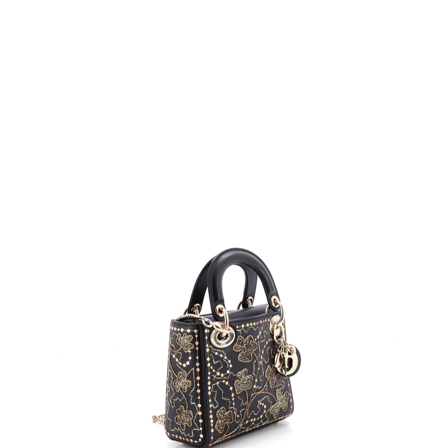 Lady Dior Chain Bag Embroidered Calfskin Mini