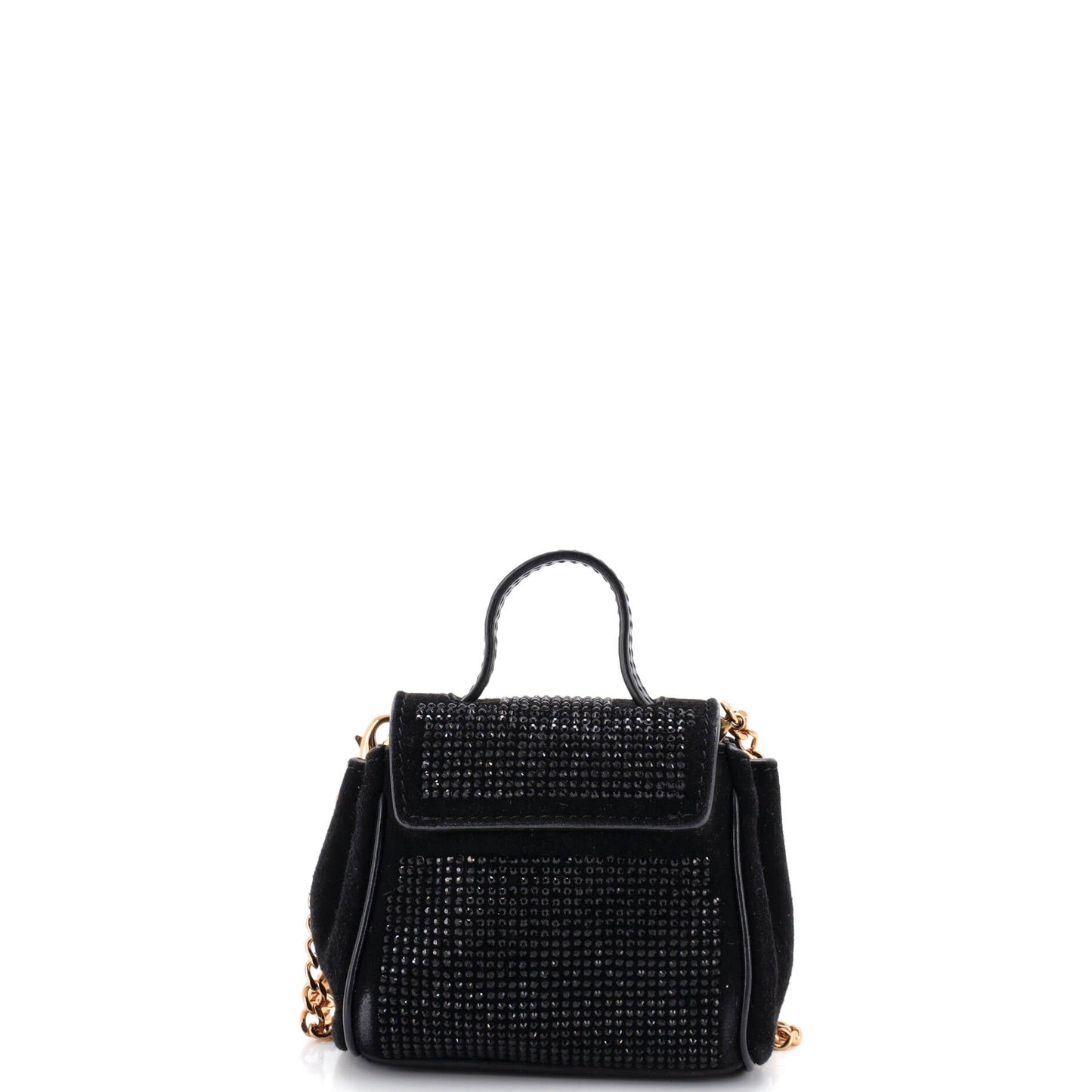 La Medusa Top Handle Bag Crystal Embellished Suede Micro