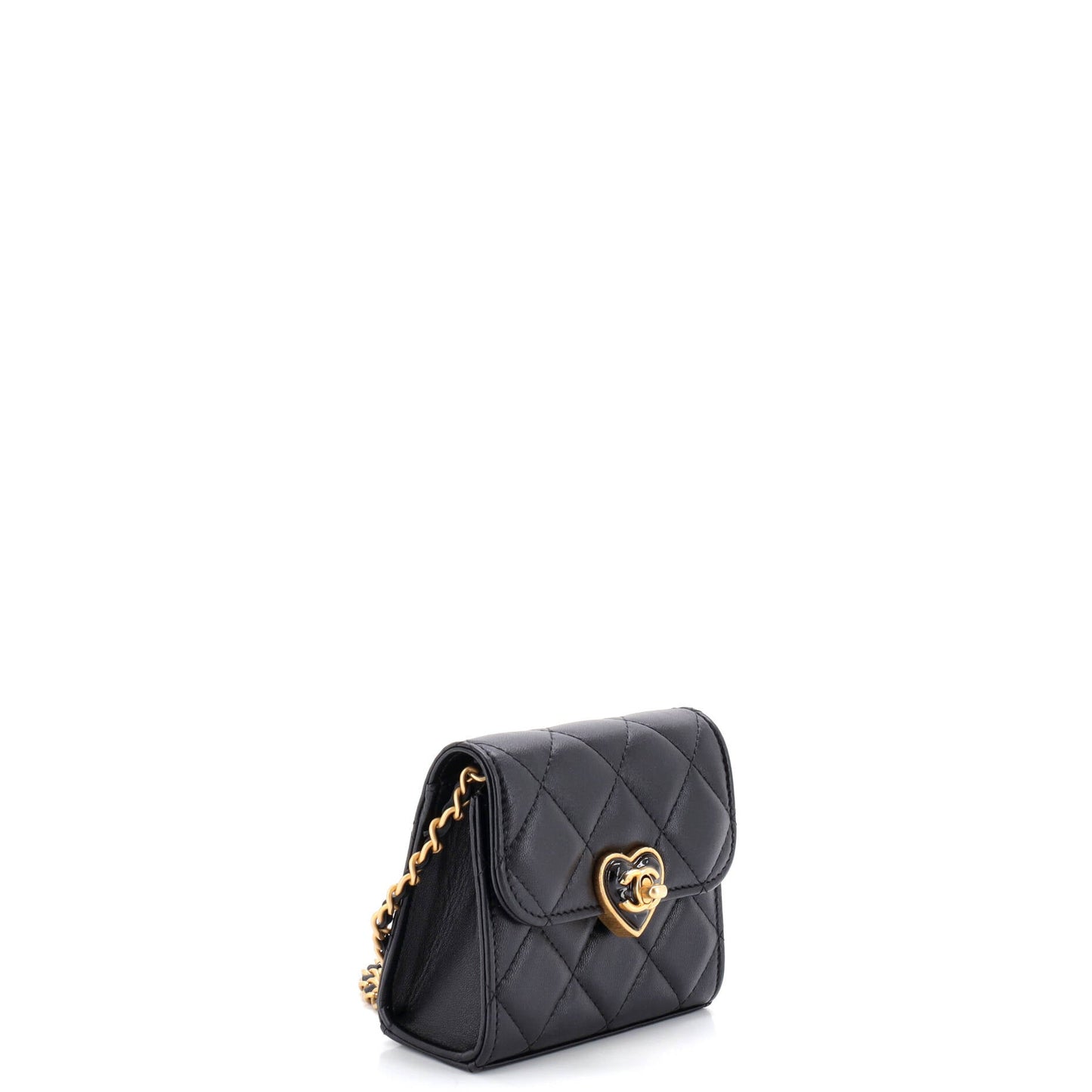 Coco Love CC Heart Clutch with Chain Quilted Lambskin Mini