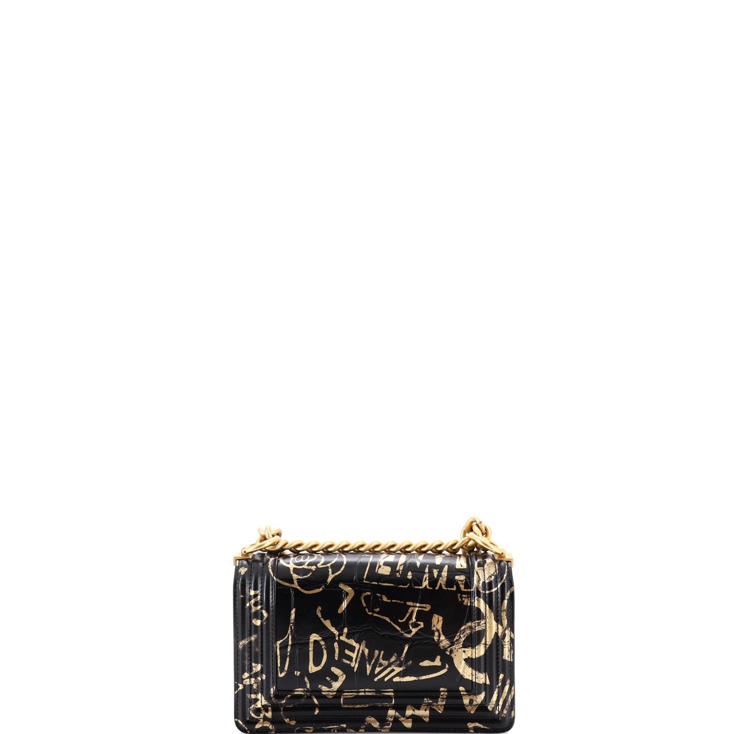 Boy Flap Bag Graffiti Crocodile Embossed Calfskin Small