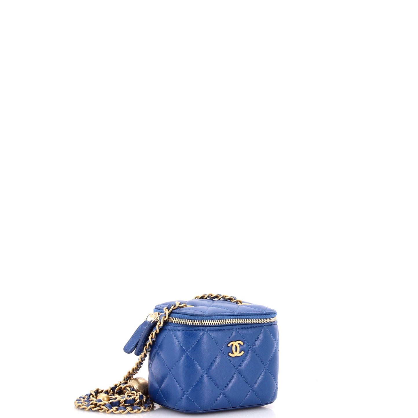 Pearl Crush Vanity Case with Chain Quilted Lambskin Mini