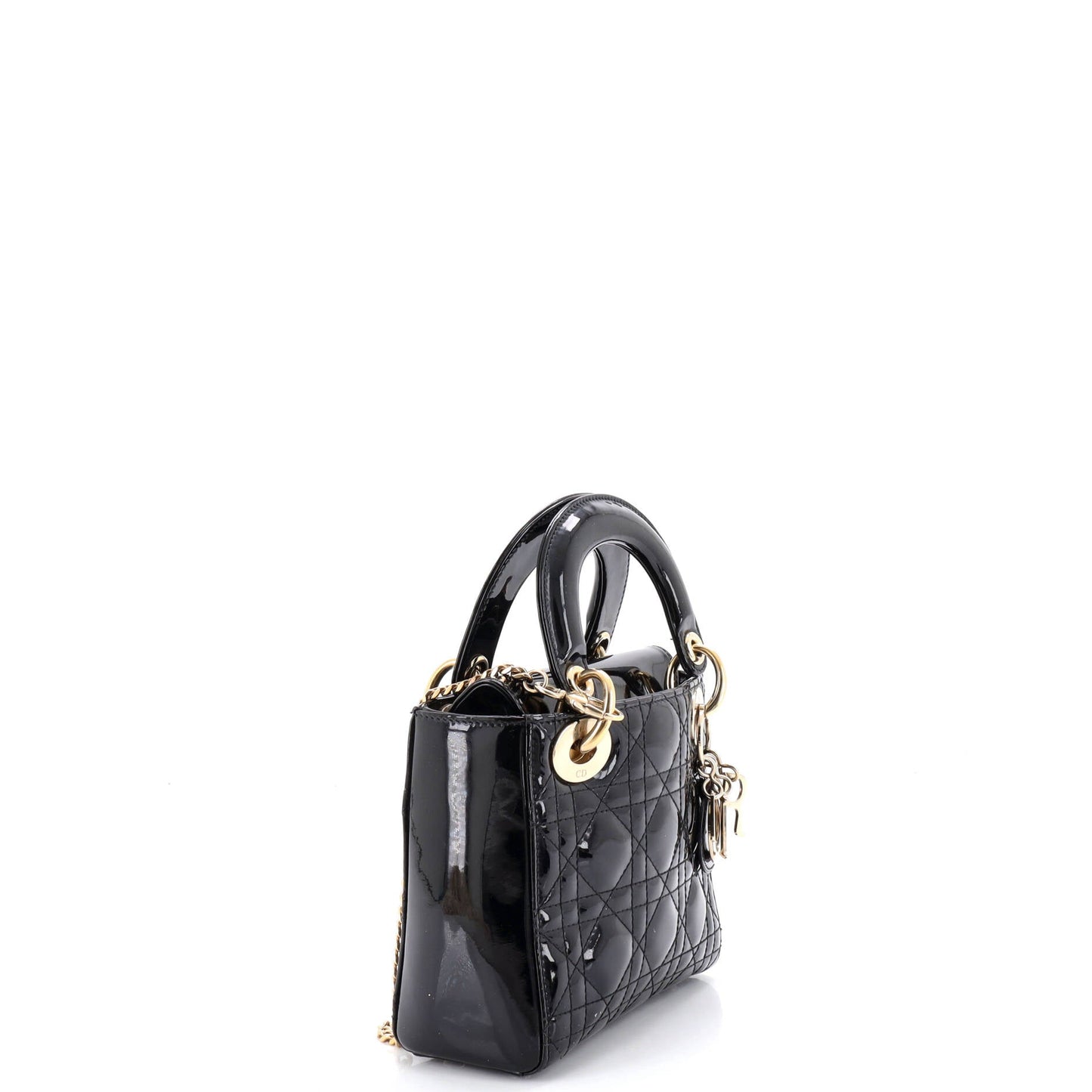 Lady Dior Chain Bag Cannage Quilt Patent Mini
