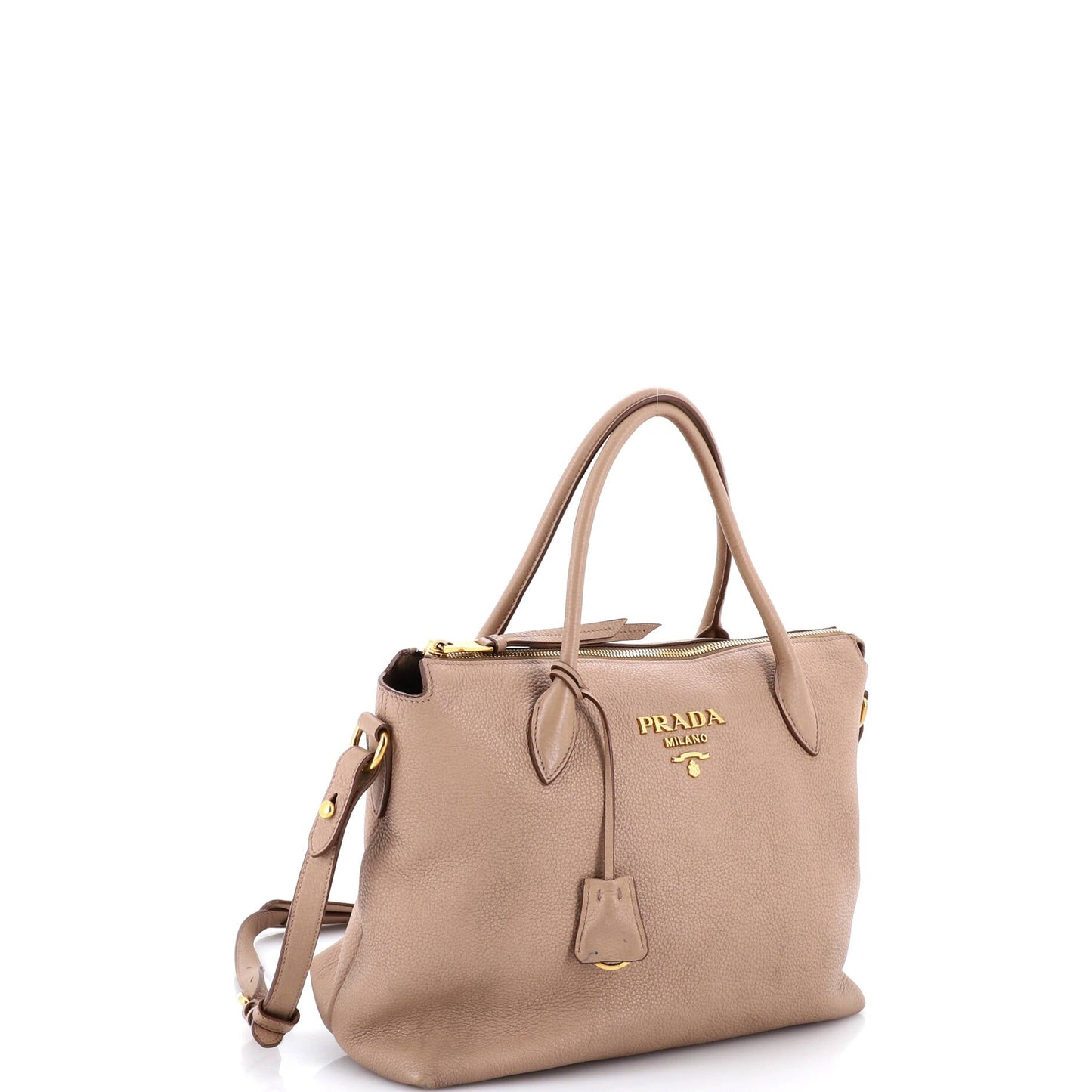 Dual Strap Zip Tote Vitello Daino Medium