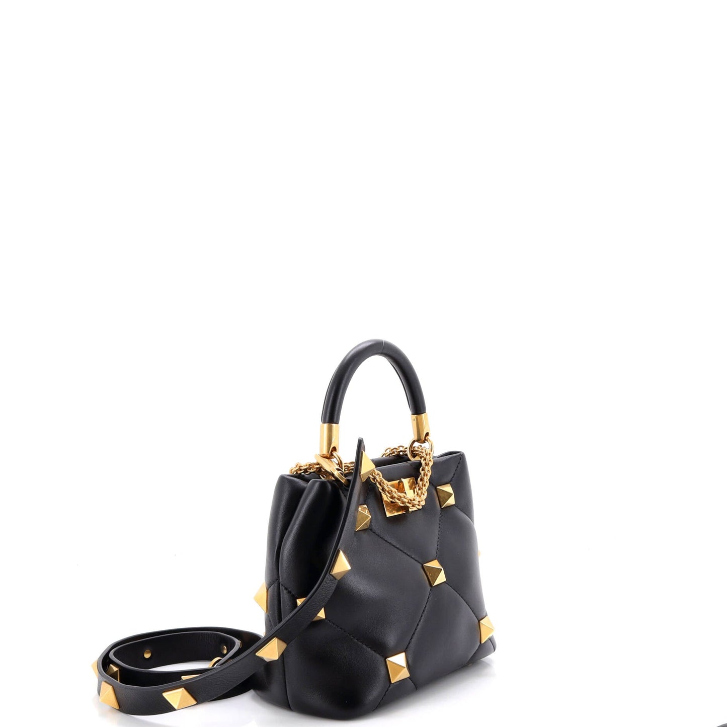 Roman Stud Top Handle Bag Quilted Leather Small
