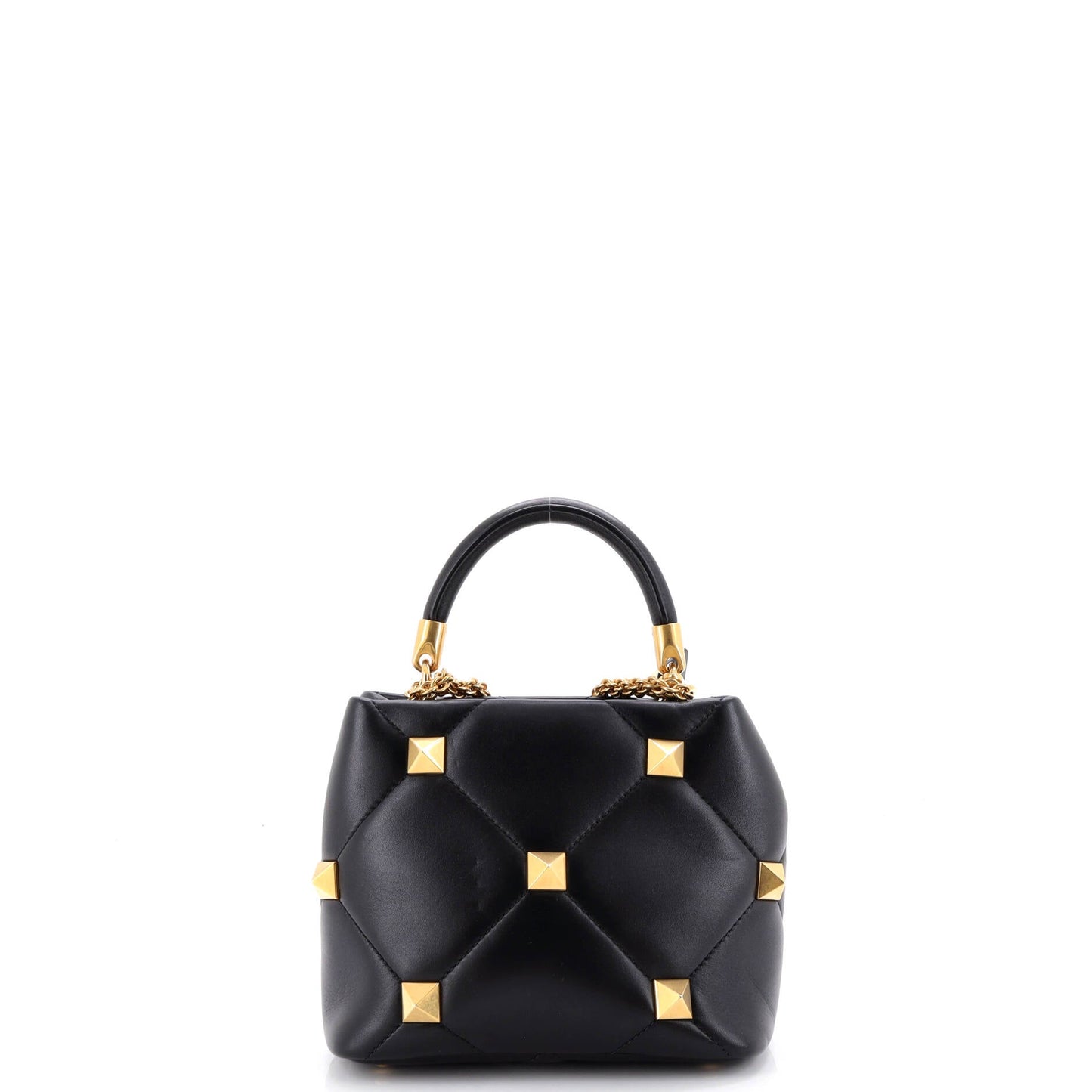 Roman Stud Top Handle Bag Quilted Leather Small