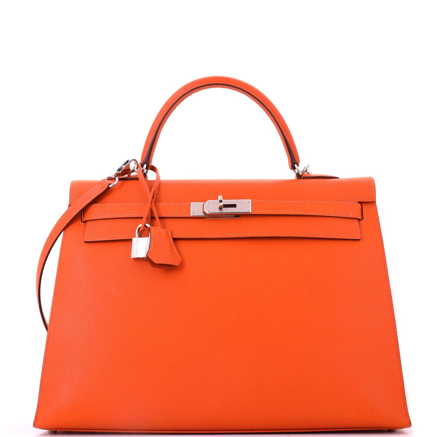 Kelly Handbag Feu Epsom with Palladium Hardware 35