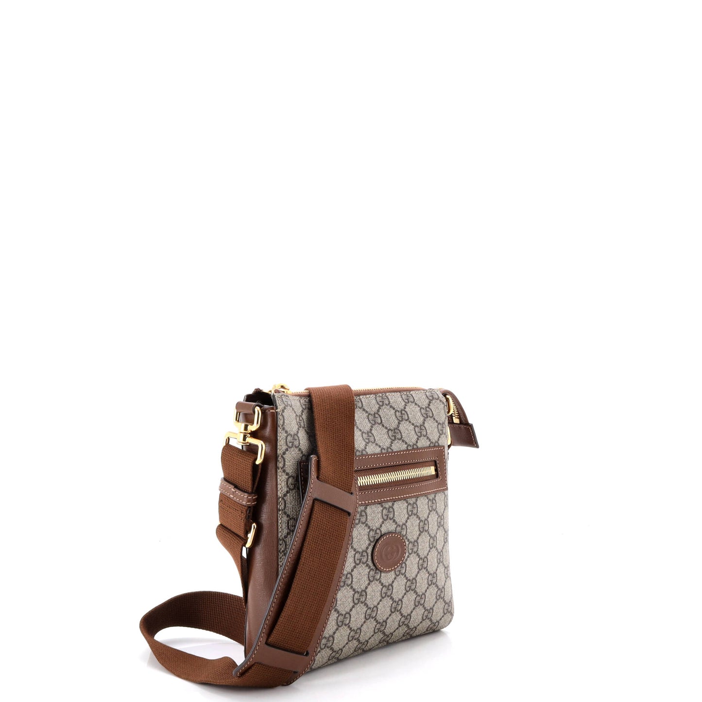 Interlocking G Patch Zip Messenger Bag GG Coated Canvas Small