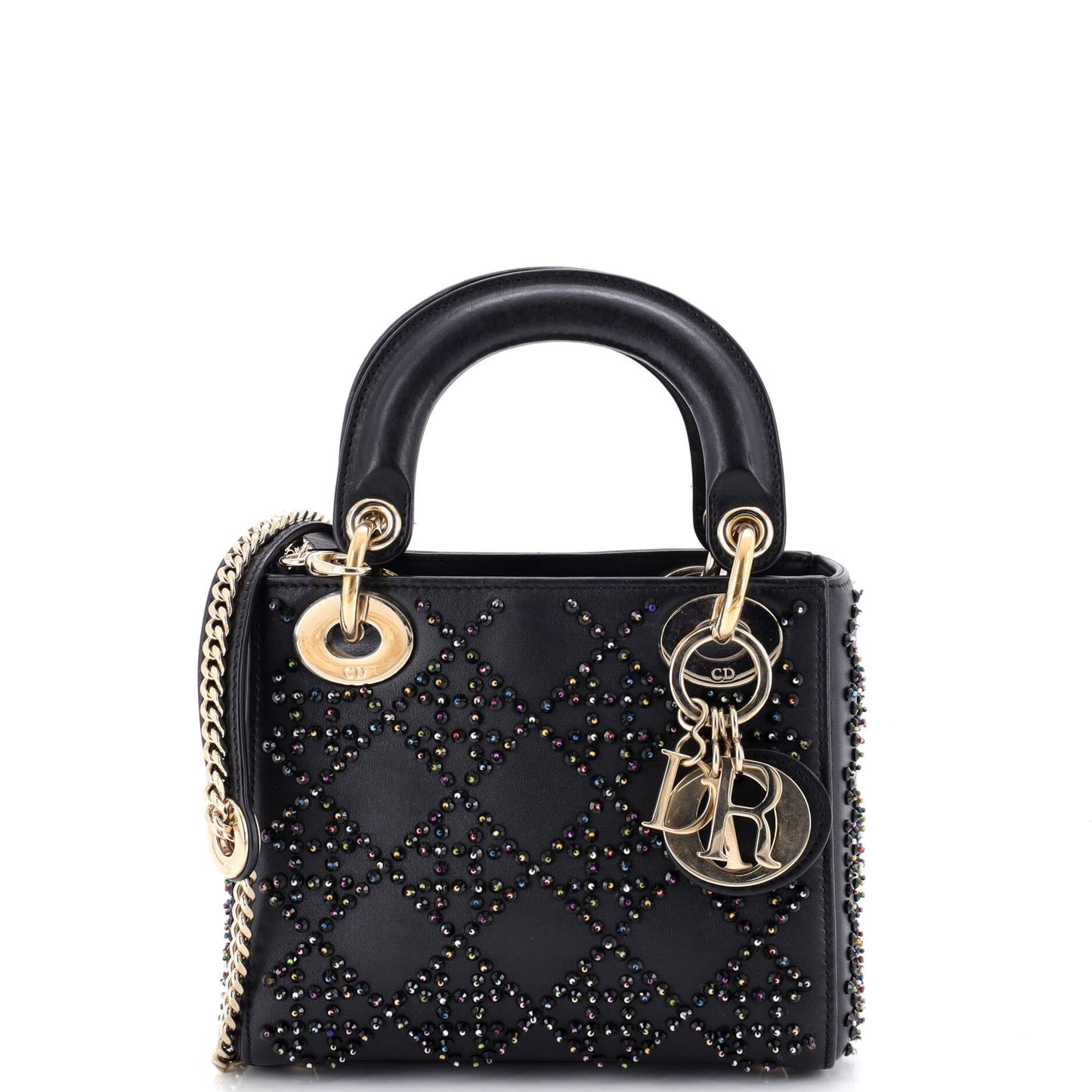 Lady Dior Chain Bag Crystal Embellished Cannage Quilt Leather Mini