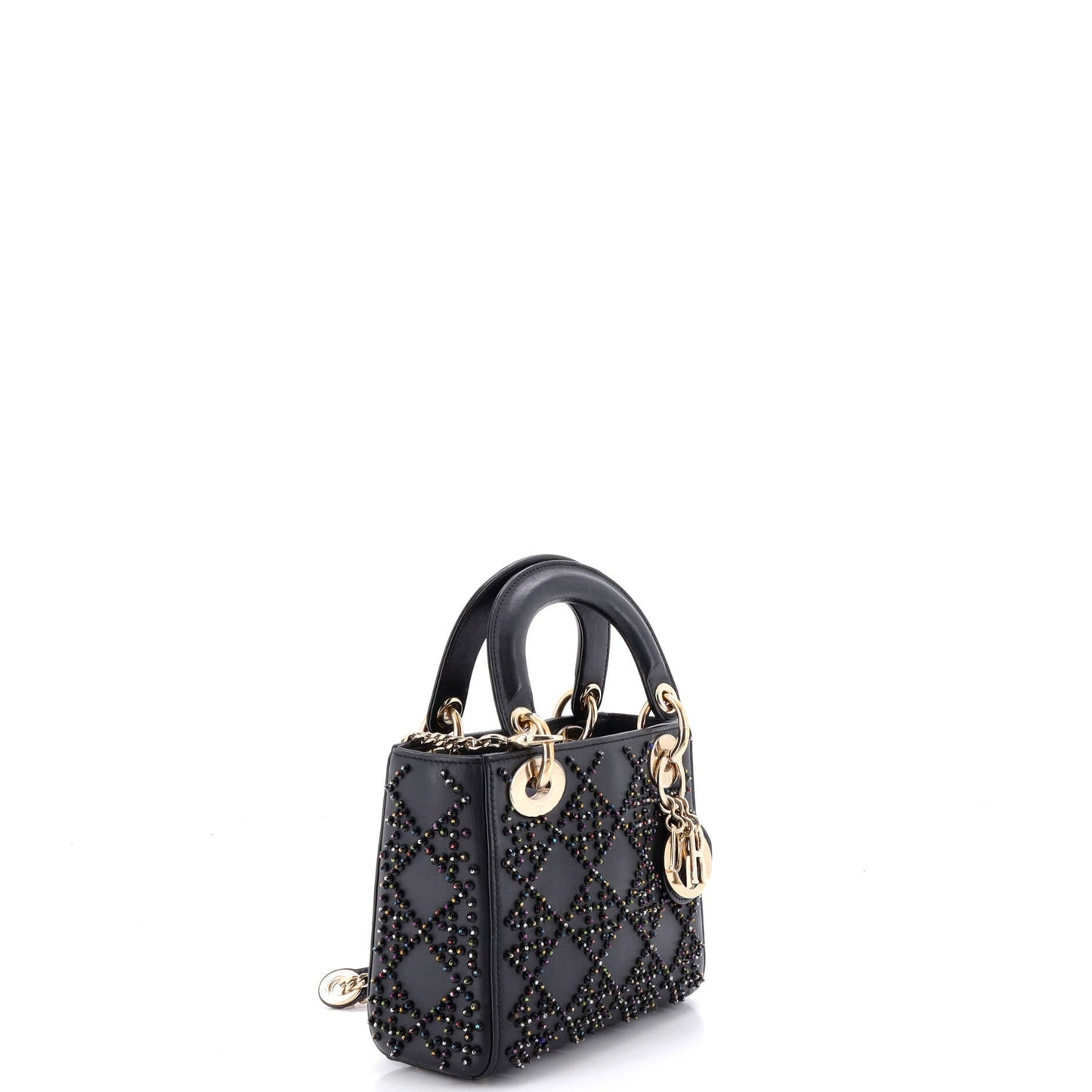 Lady Dior Chain Bag Crystal Embellished Cannage Quilt Leather Mini
