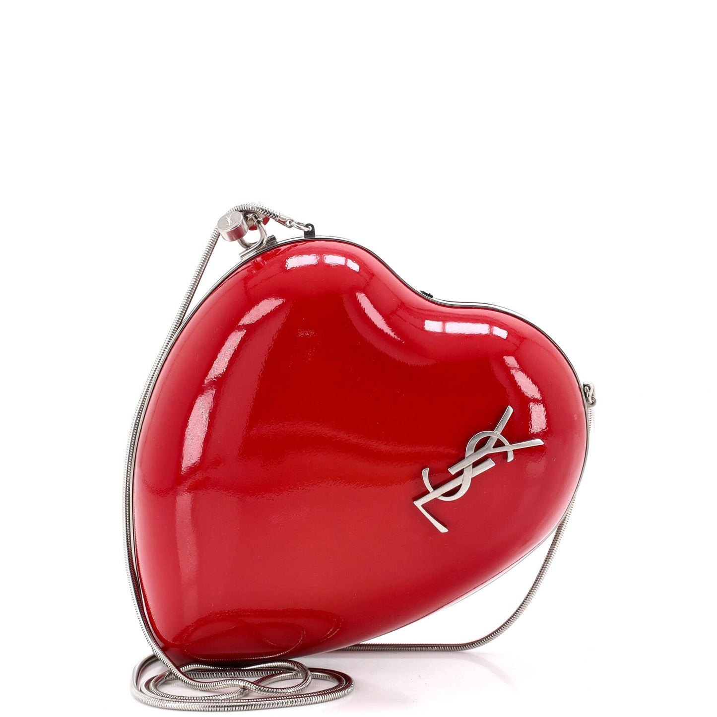 Love Heart Chain Box Clutch Patent Small